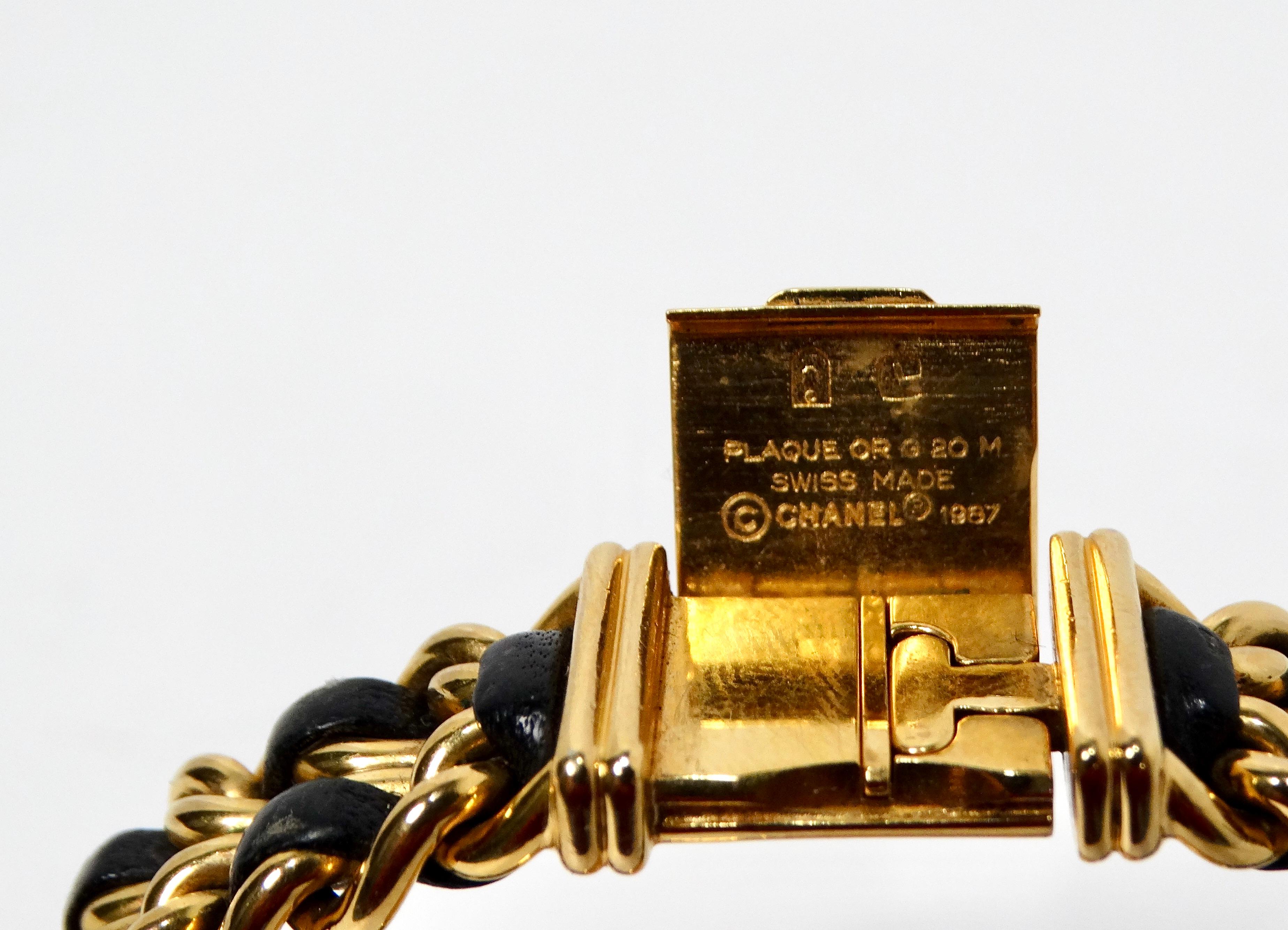 Chanel 1987 Premiere 20mm Rock Quartz & Gold-Plated Chain Wrist Watch For Sale 6