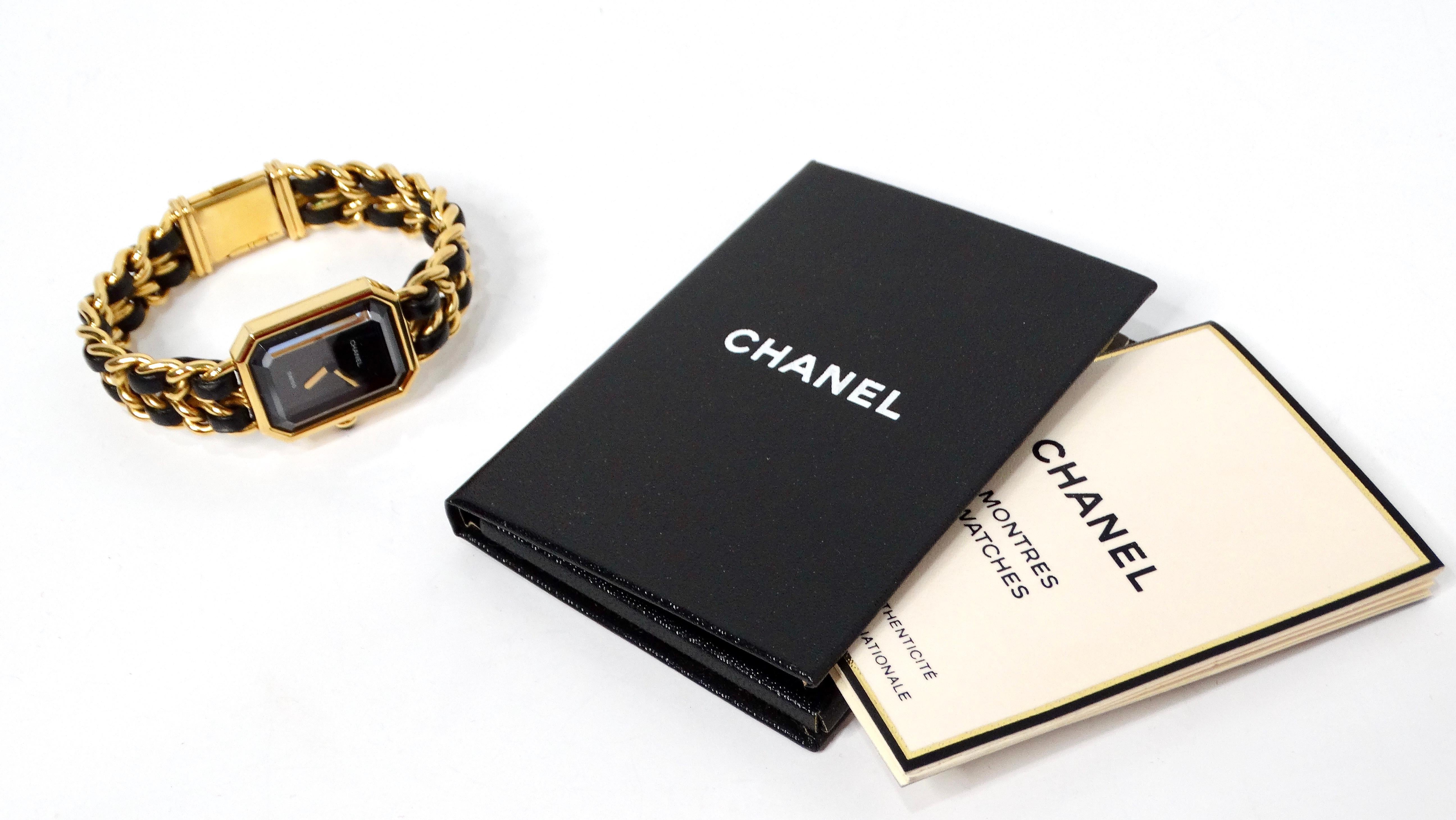 Chanel 1987 Premiere 20mm Rock Quartz & Gold-Plated Chain Wrist Watch For Sale 7