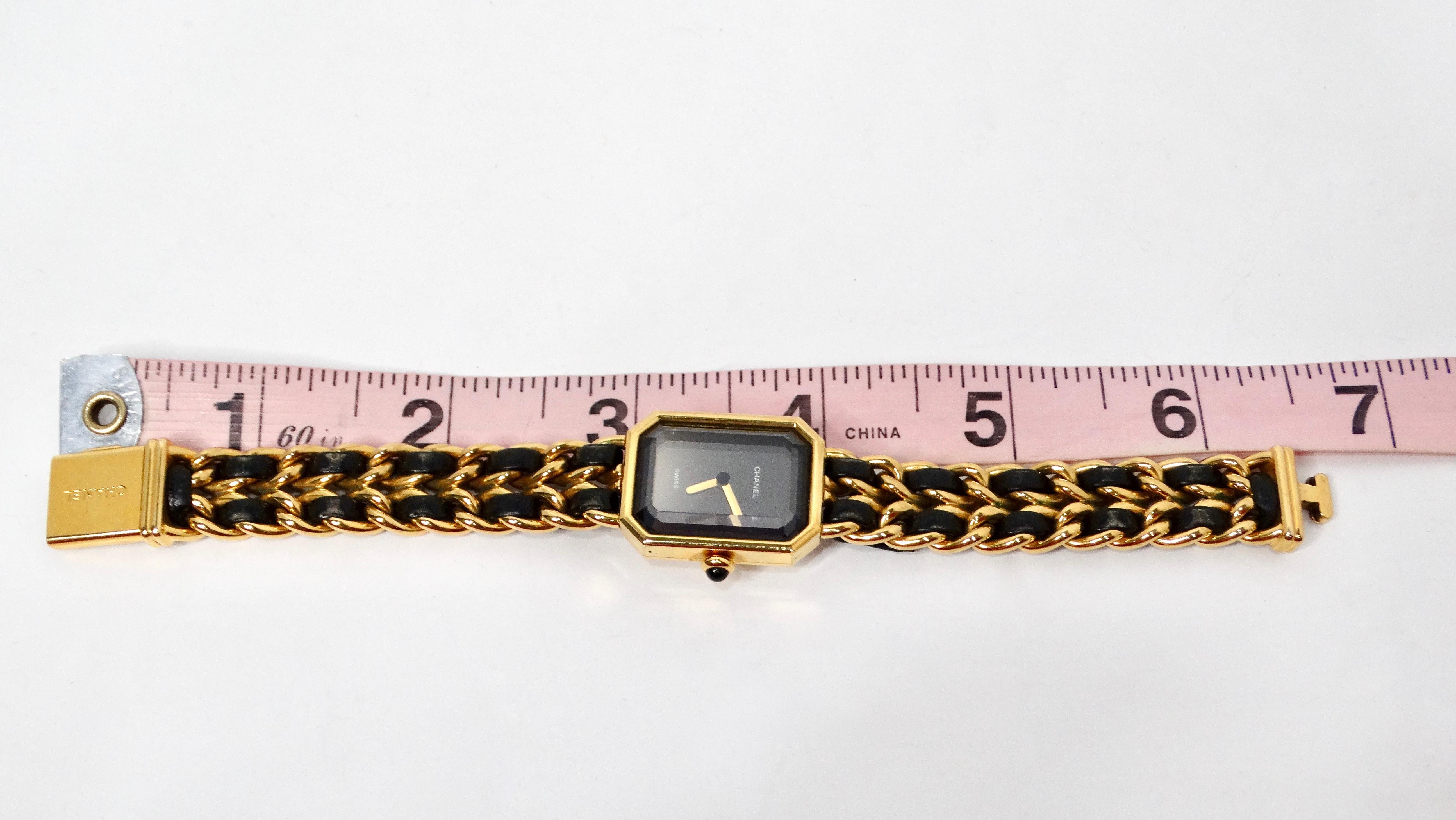 Chanel 1987 Premiere 20mm Rock Quartz & Gold-Plated Chain Wrist Watch For Sale 8
