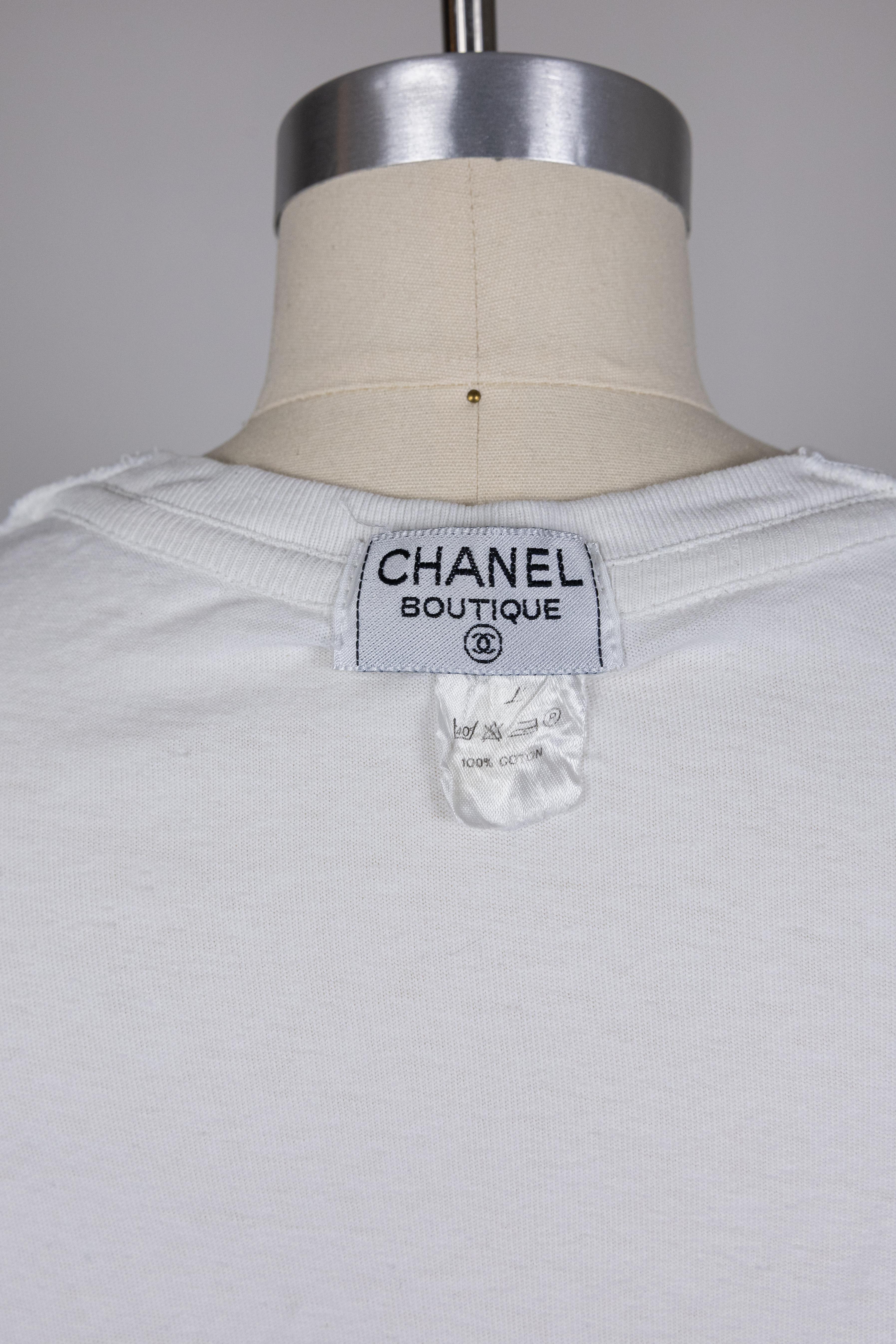Chanel 1987 Runway Vintage White Cotton No.5 T-Shirt at 1stDibs