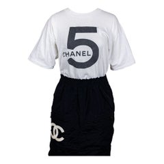 Chanel 1987 Runway Vintage White Cotton No.5 T-Shirt