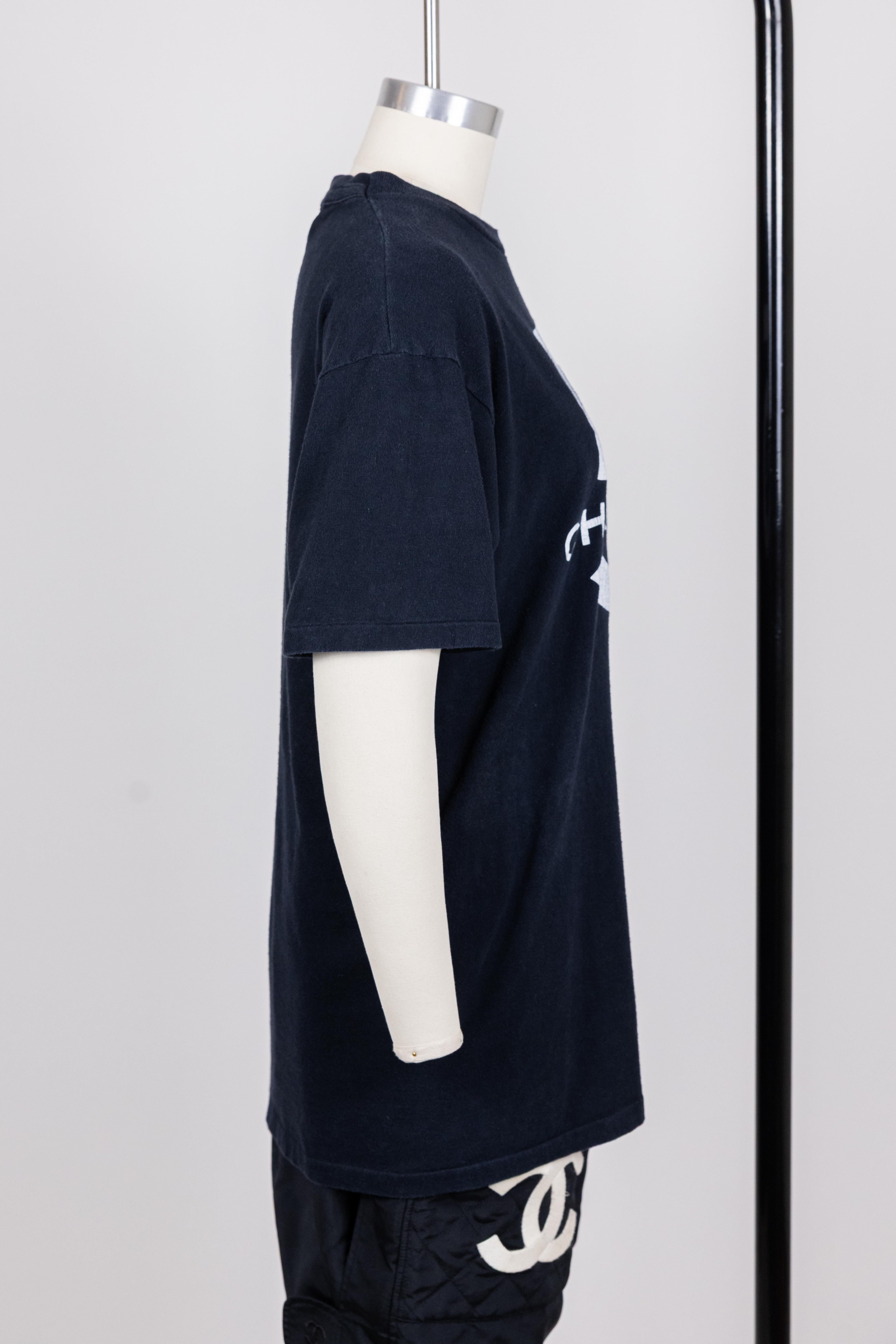 Chanel 1987 Vintage Black Cotton No.5 T-Shirt For Sale at 1stDibs