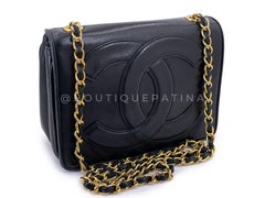 Chanel 1987 Vintage Black Giant Logo Mini Flap Bag 24k GHW 69047