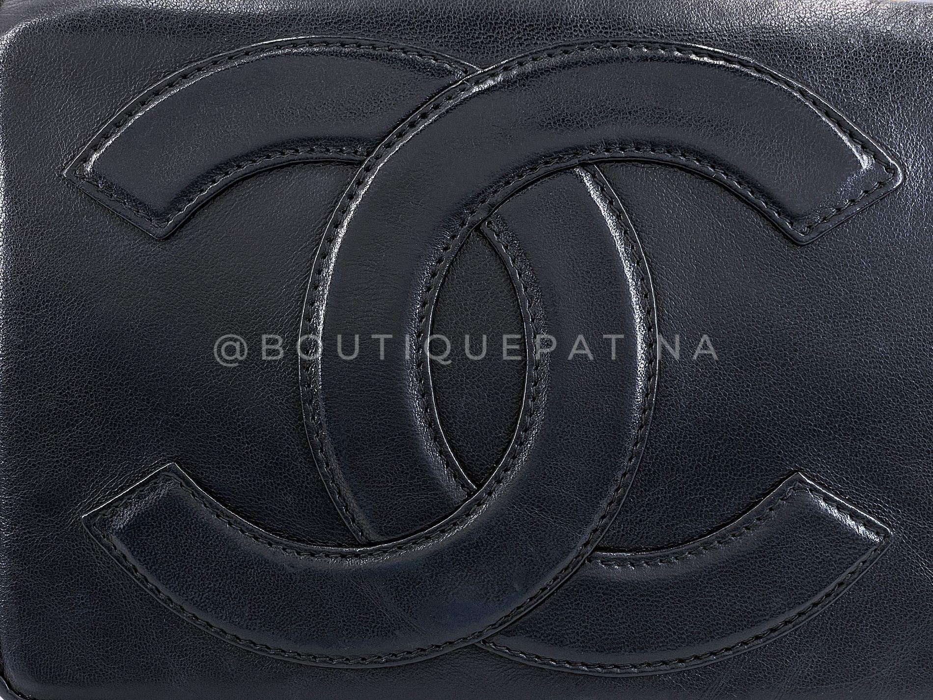Chanel 1987 Vintage Negro Logo Gigante Mini Flap Bag 24k GHW 69047 en venta 4