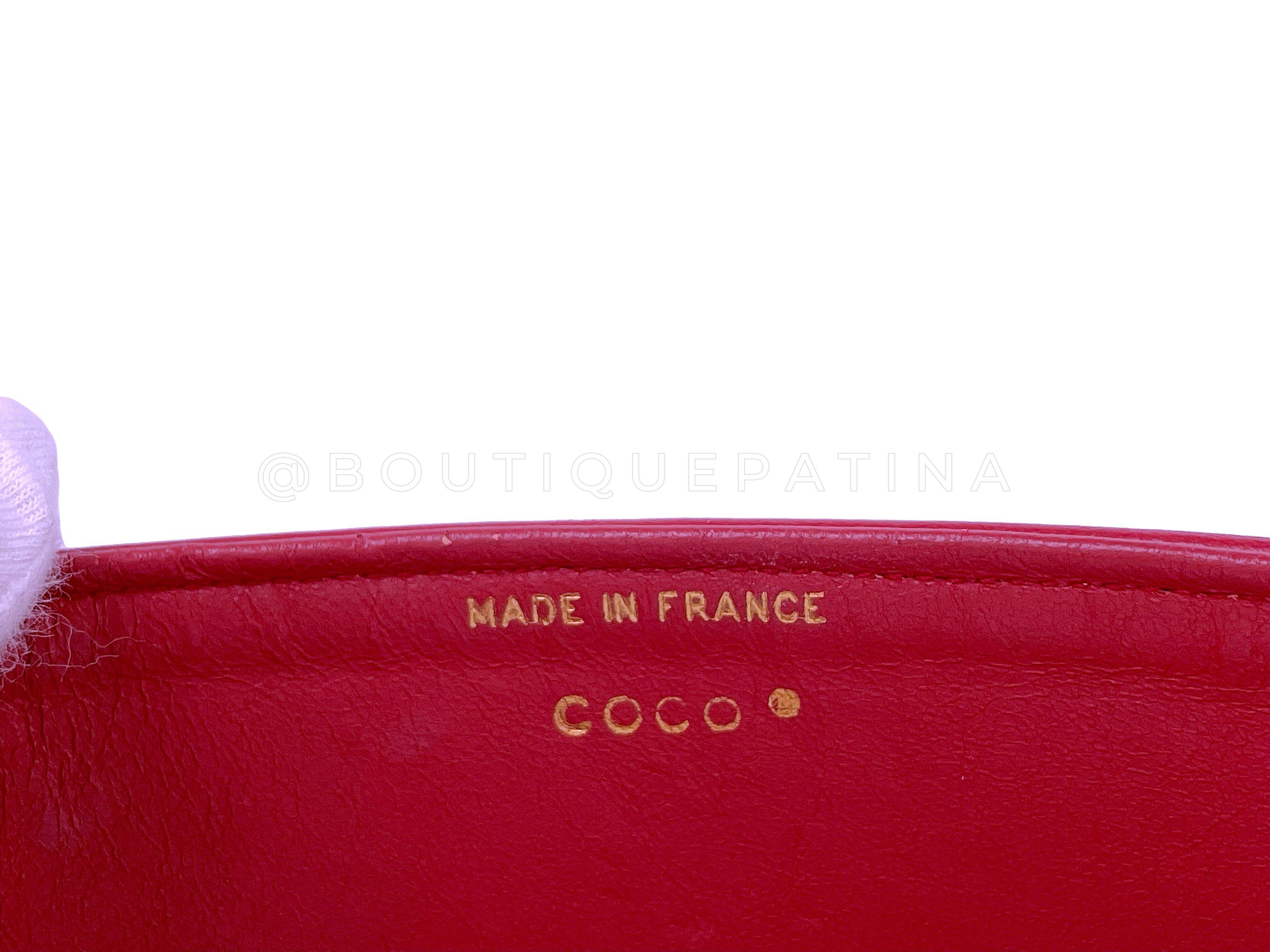 Chanel 1987 Vintage Red Small Classic Double Flap Bag 24k GHW Lambskin 64794 5