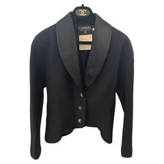 Used Chanel 1988 black smoking jacket 