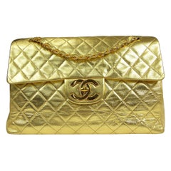Chanel 1989-1991 Classic Flap Maxi Gold Lambskin Bag Chanel 1989-1991 Classic Flap Maxi Gold Lambskin Bag