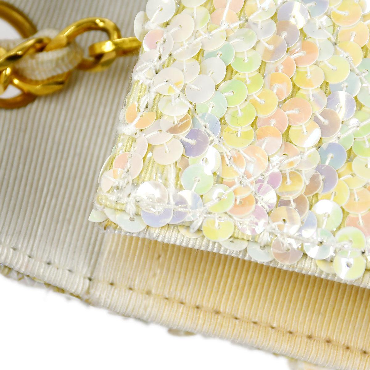 Chanel 1989-1991 Straight Flap Medium Sequin Bag For Sale 6