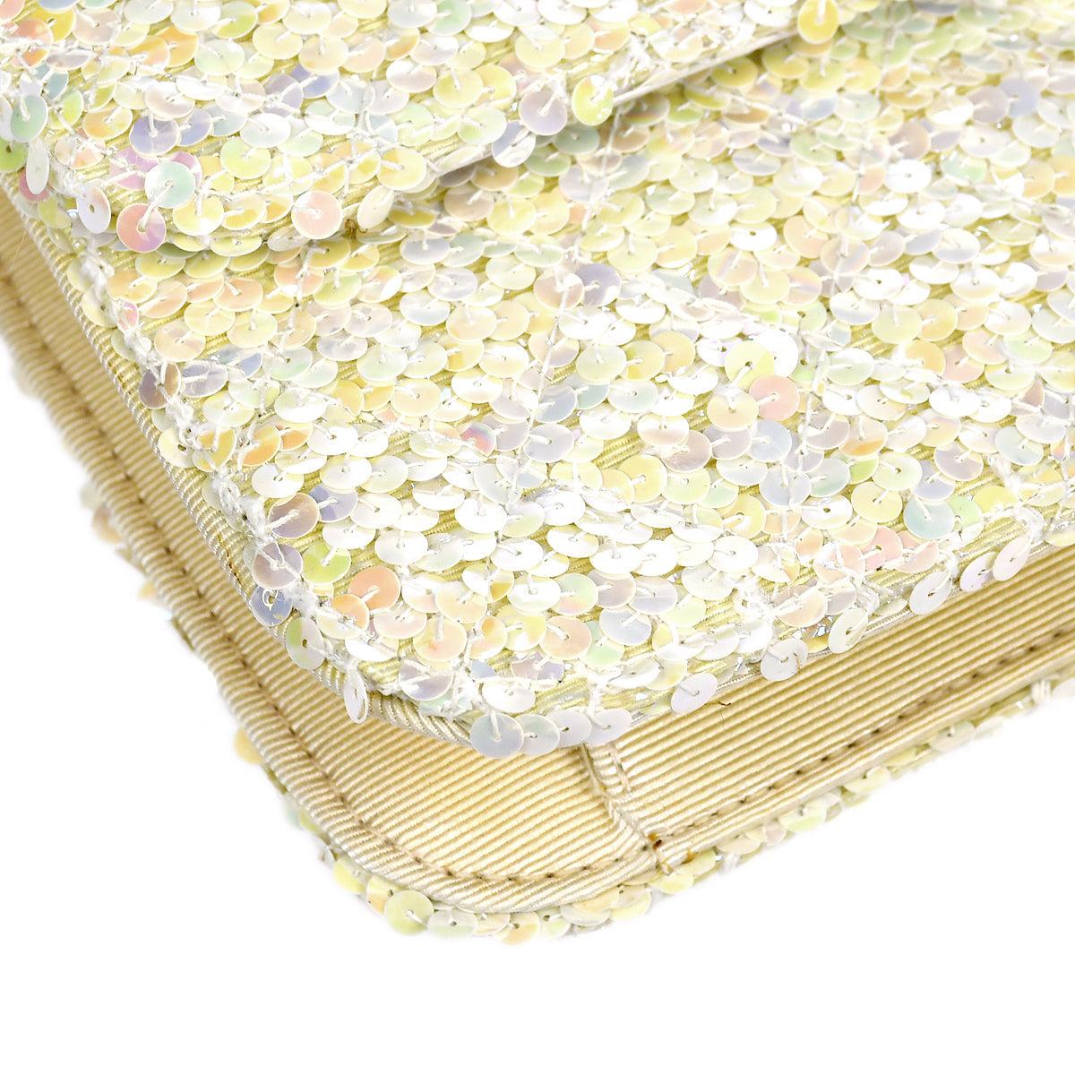 Women's Chanel 1989-1991 Straight Flap Medium Sequin Bag For Sale