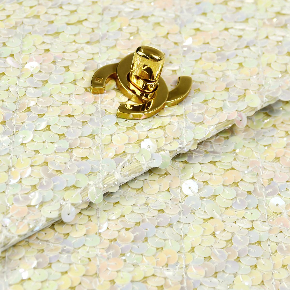 Chanel 1989-1991 Straight Flap Medium Sequin Bag For Sale 1