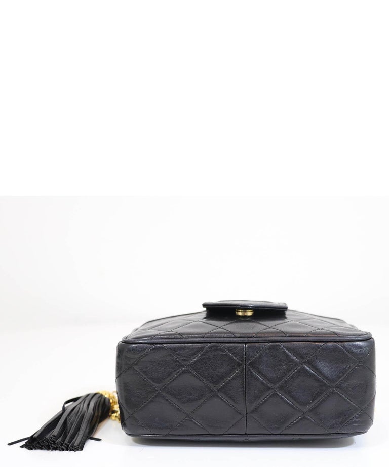 Chanel 1989-1991 Vintage Black Camera Bag w/Tassel at 1stDibs