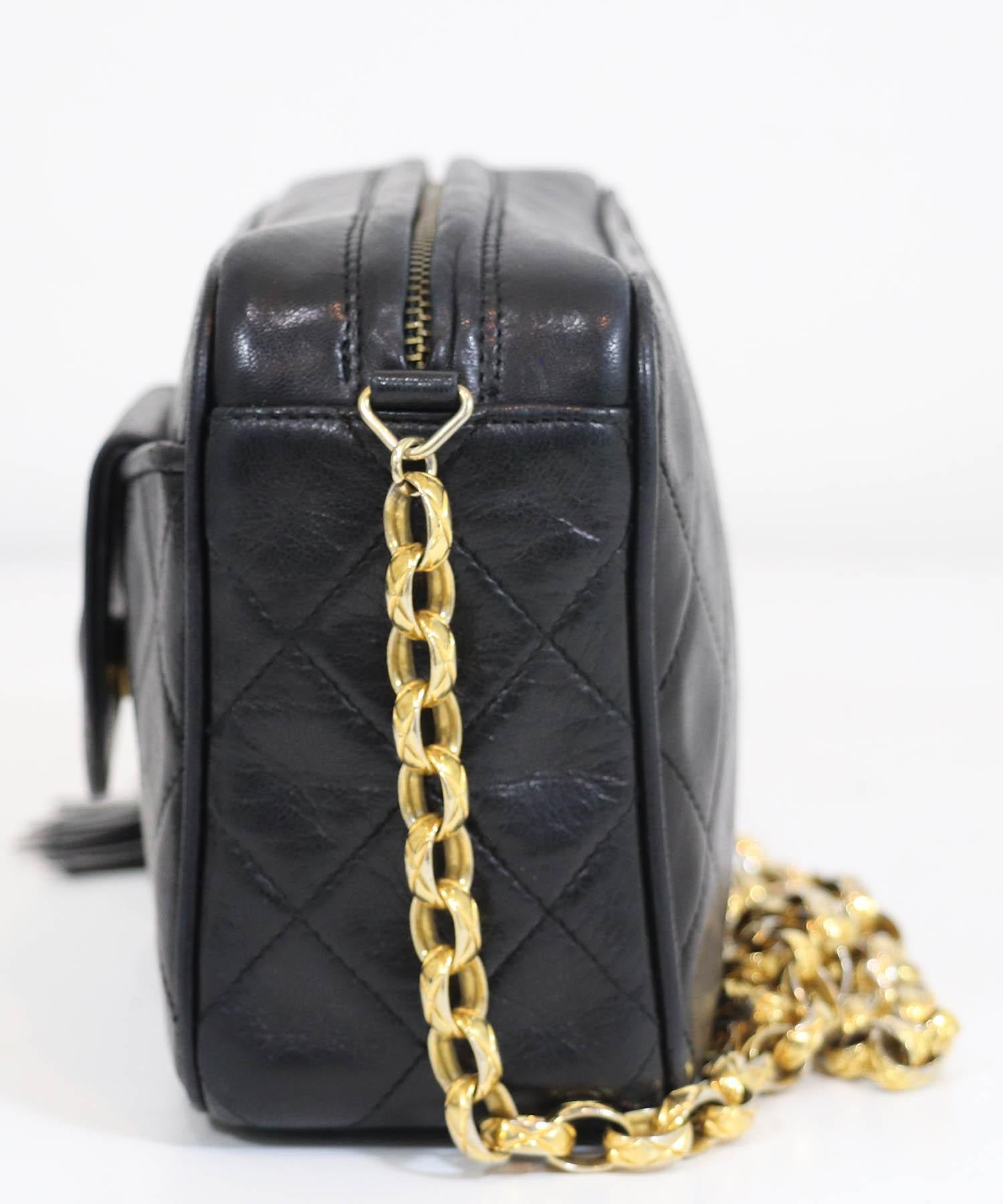 Women's Chanel 1989-1991 Vintage Black Camera Bag w/Tassel