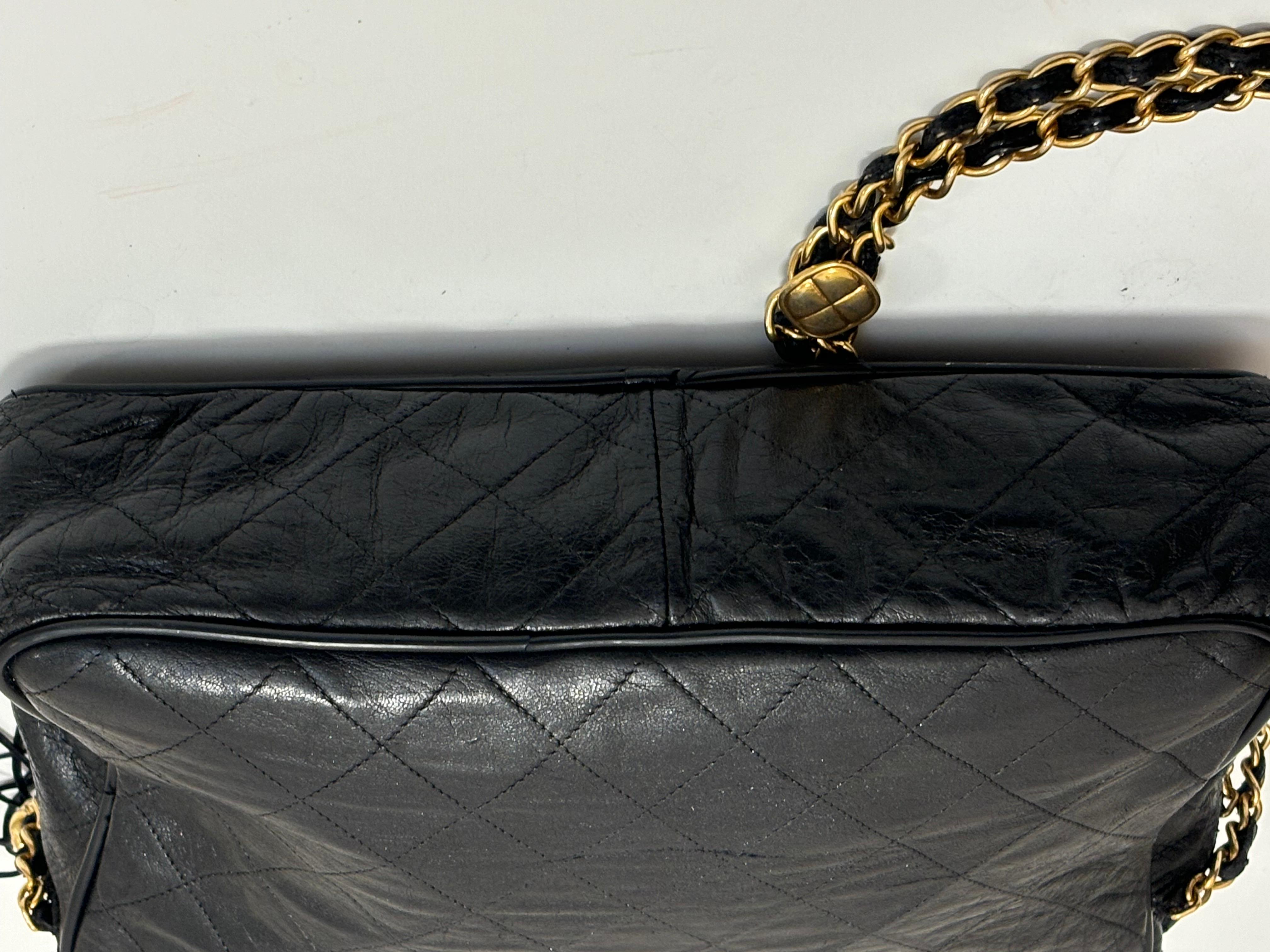 Chanel 1989-91 Quilted Lambskin Leather Camera Bag with Tassels w/Entrupy COA 5
