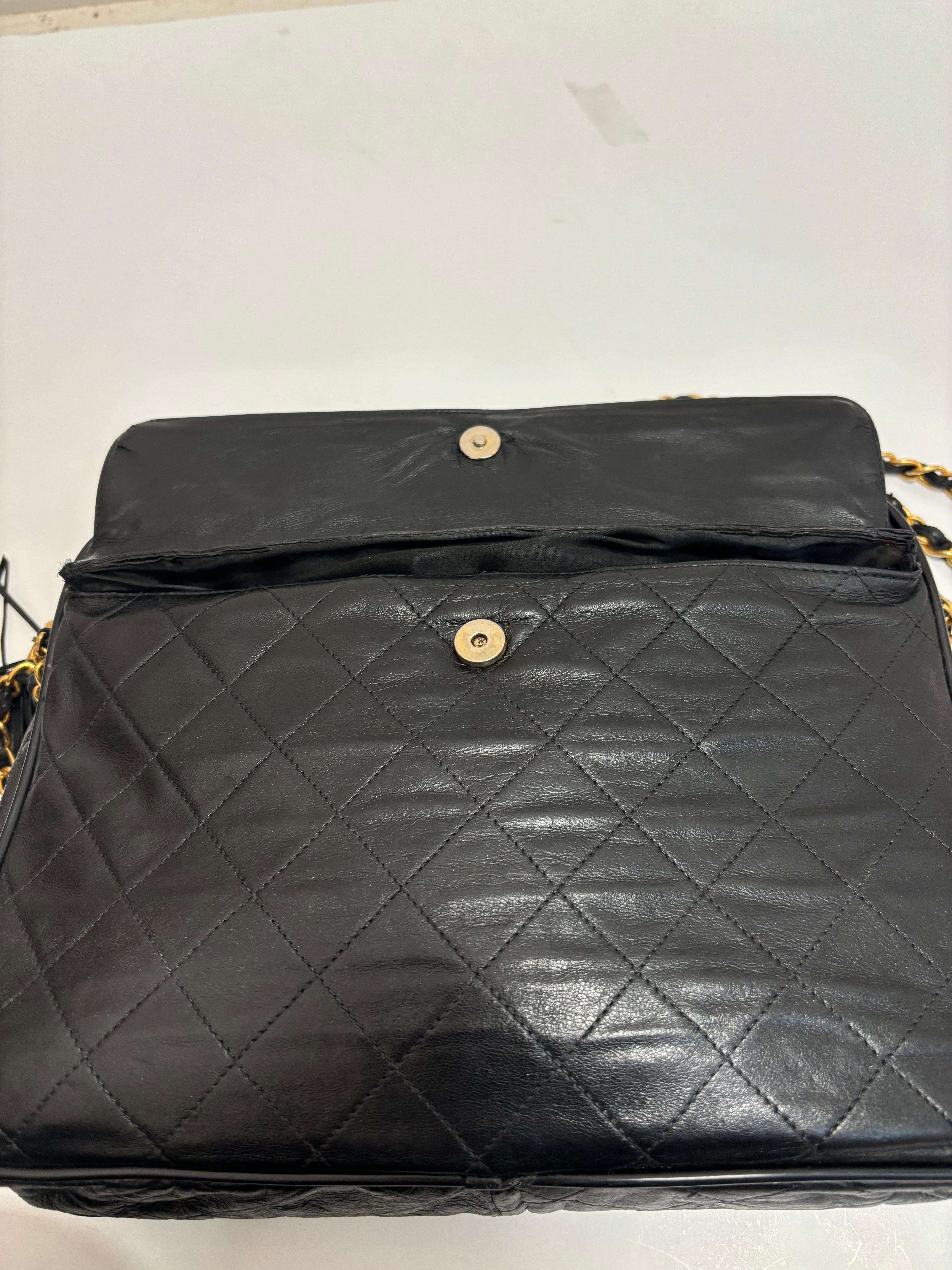 Chanel 1989-91 Quilted Lambskin Leather Camera Bag with Tassels w/Entrupy COA In Good Condition In Port Hope, ON