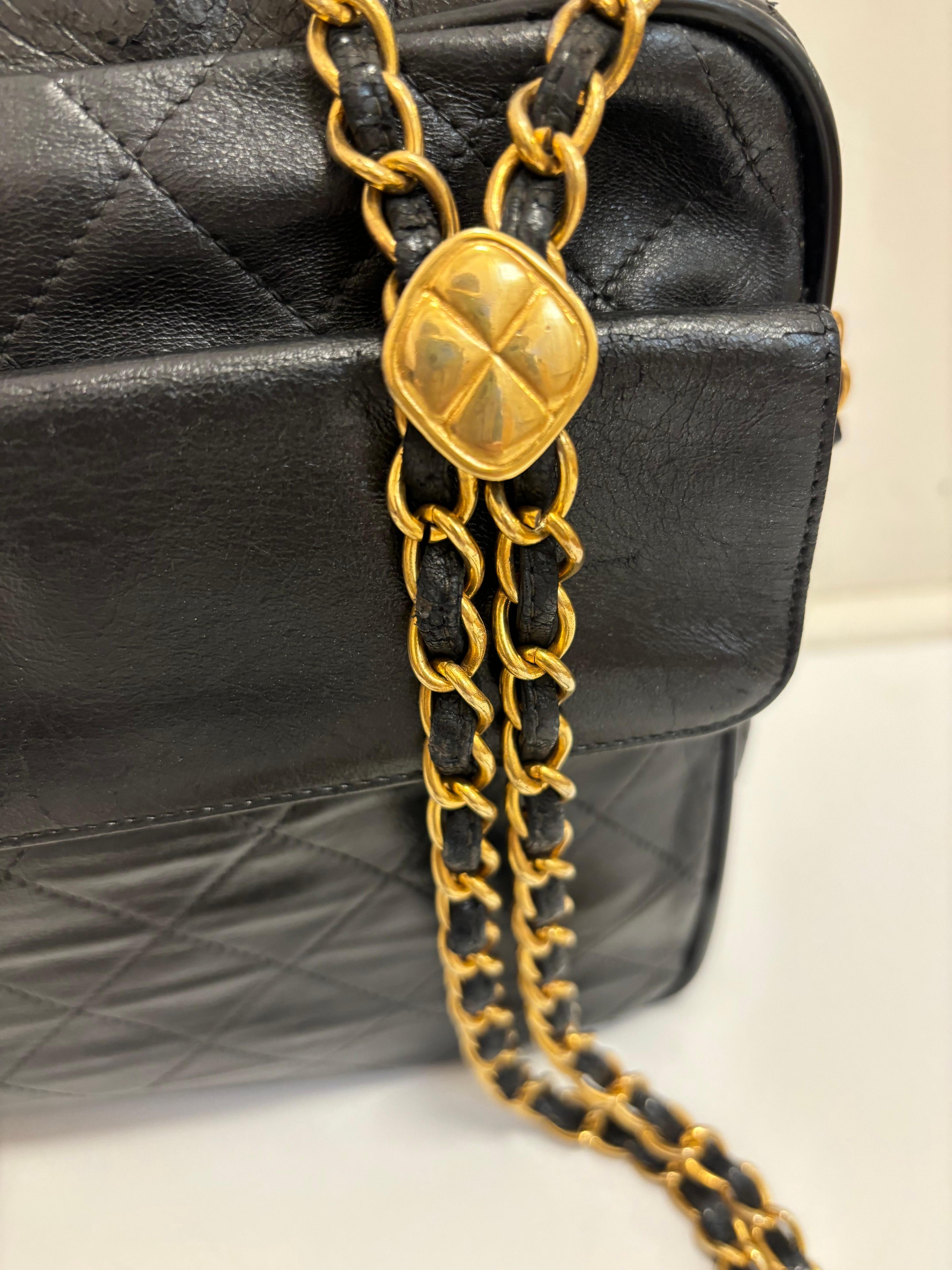 Chanel 1989-91 Quilted Lambskin Leather Camera Bag with Tassels w/Entrupy COA 2