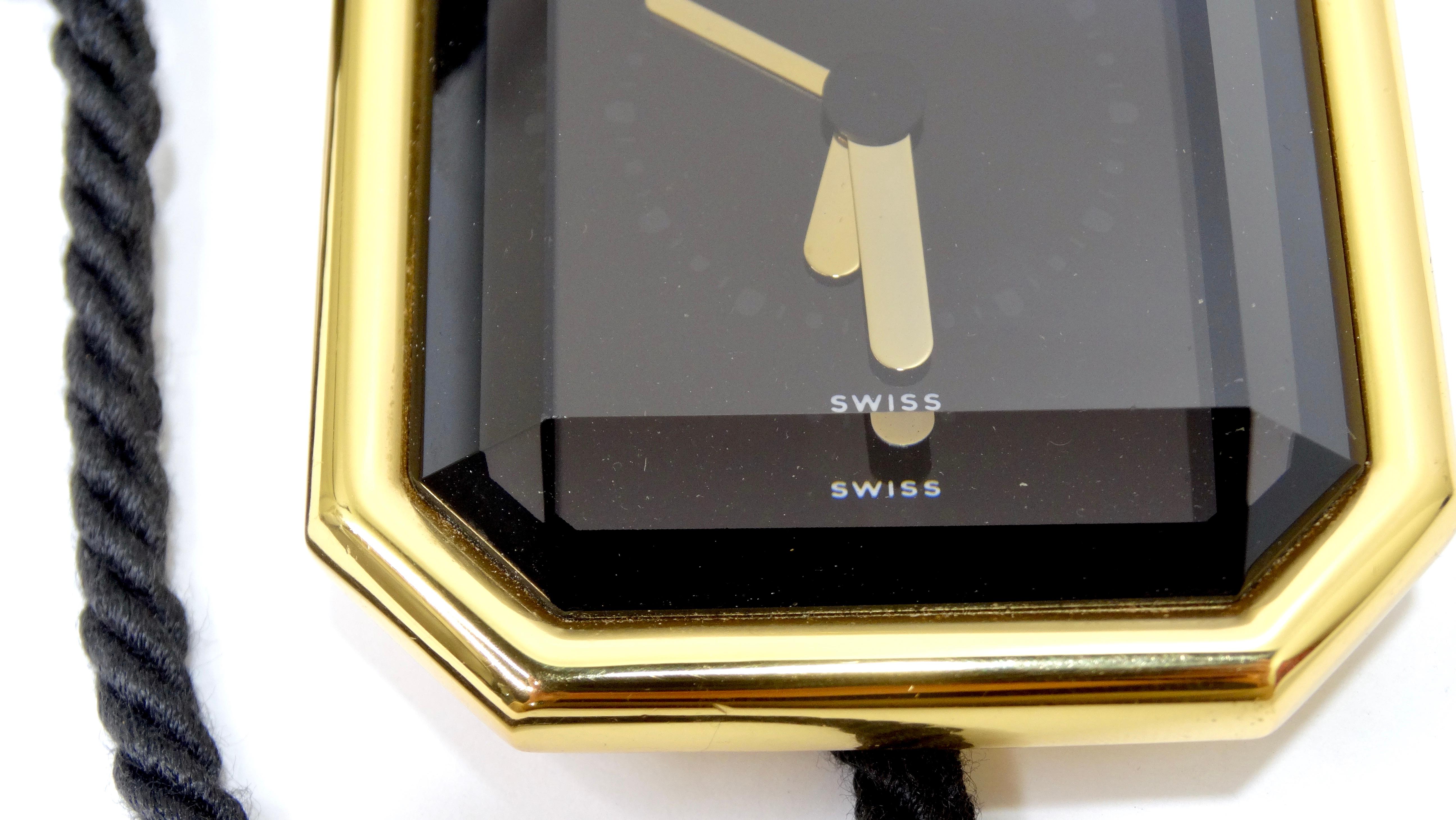 Chanel 1989 Premier Black/Gold Clock In Excellent Condition For Sale In Scottsdale, AZ