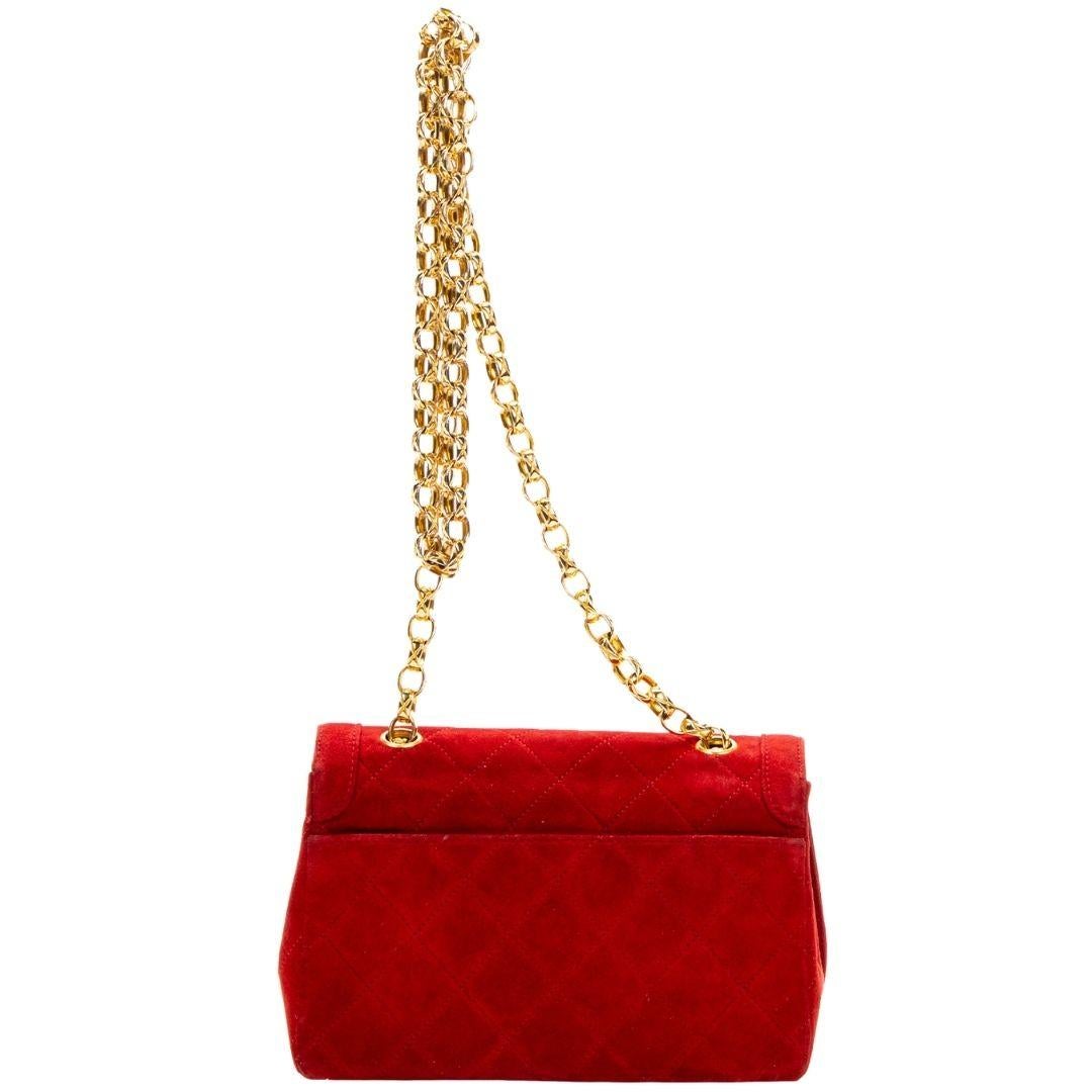 Chanel 1989 Red Diana Full Flap Bag In Excellent Condition For Sale In Atlanta, GA