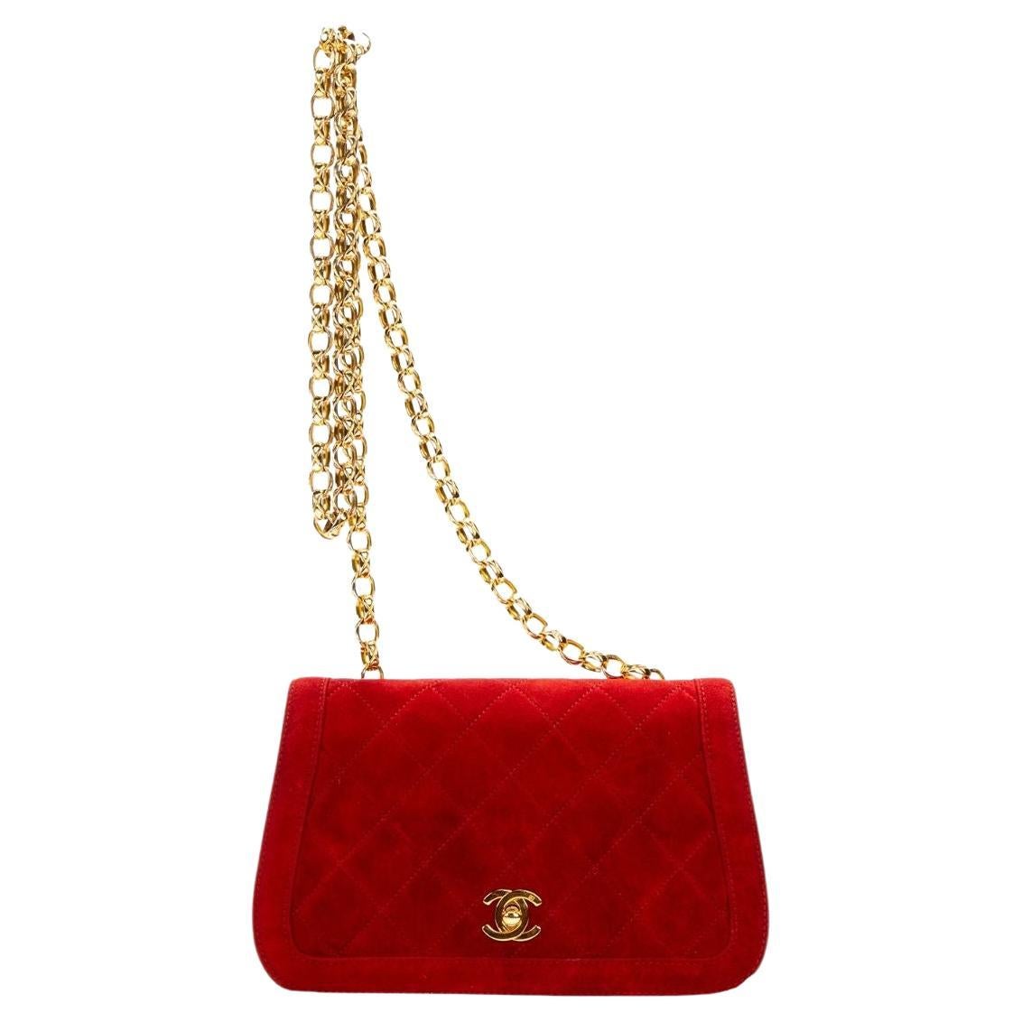 Chanel 1989 Rote Diana Full Flap Tasche mit Klappe im Angebot