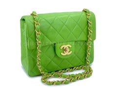 Chanel 1989 Vintage Apple Green Mini Square Flap Bag 24k GHW 68469
