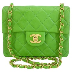 Chanel 1989 Vintage Apple Green Mini Square Flap Bag 24k GHW 68469
