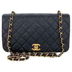 Chanel 1989 Vintage Black Full Flap Bag 24k GHW Lambskin