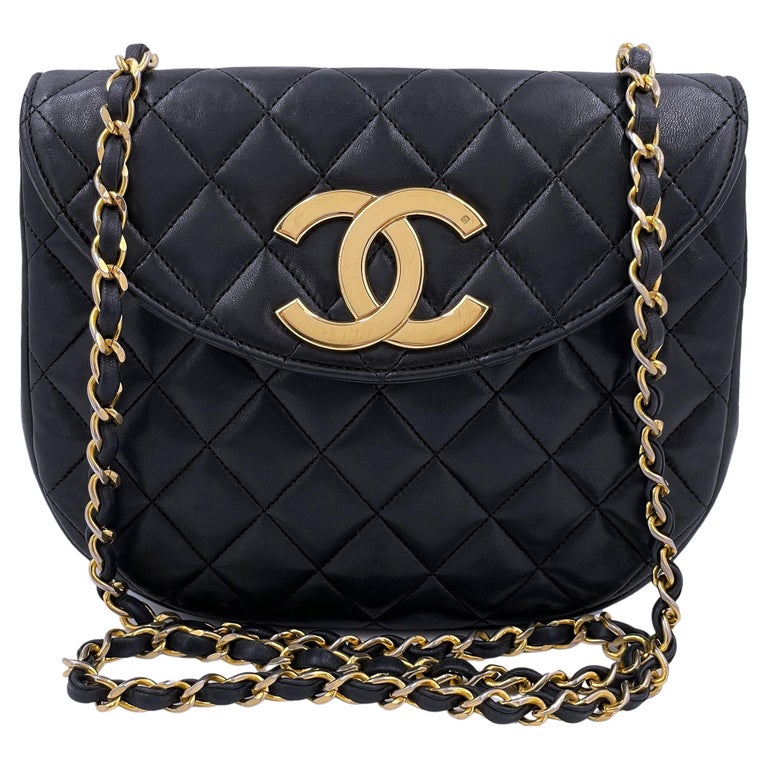 Chanel Vintage Beige Mini Half Moon Bag with 24k Gold Hardware Chanel
