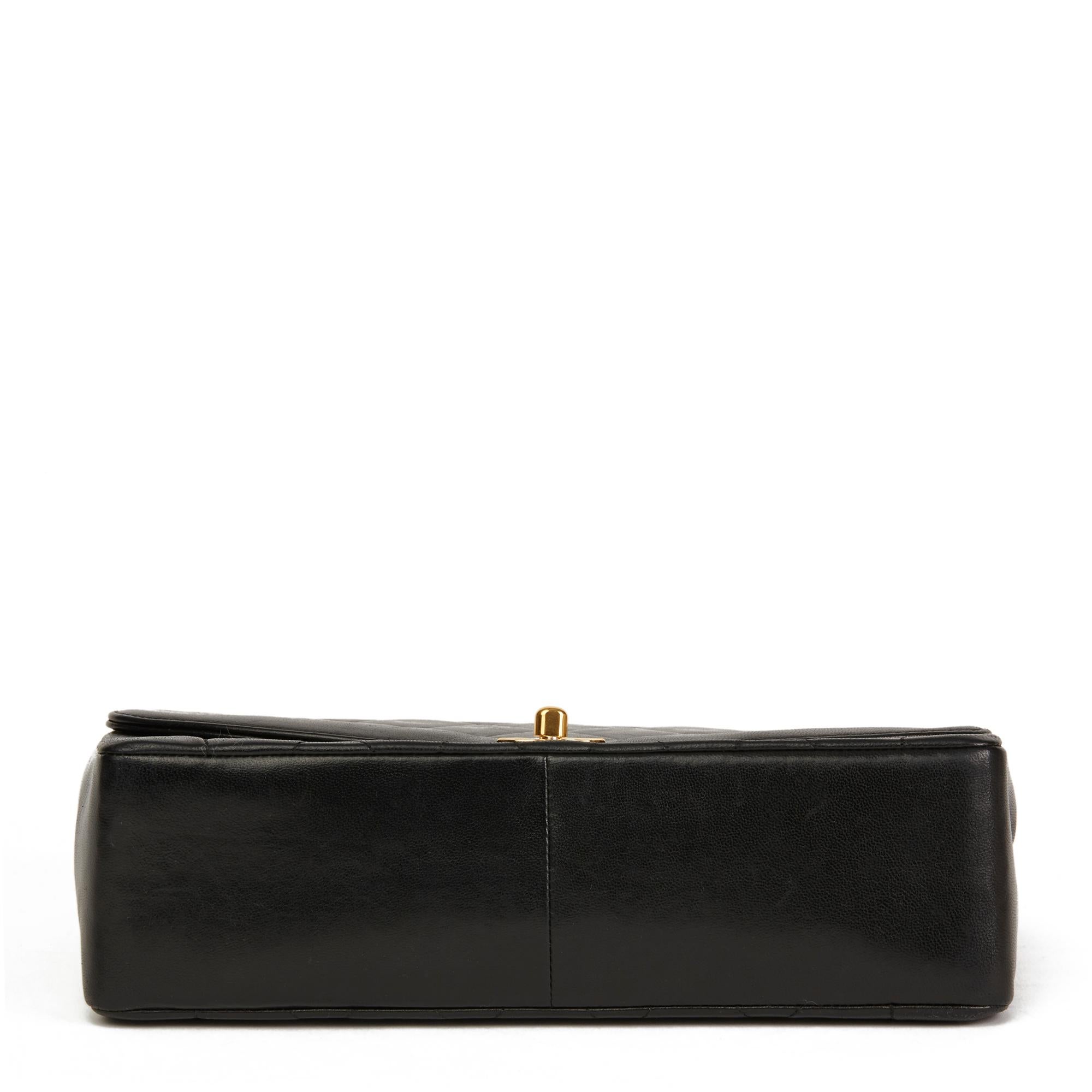 Chanel 1990 Black Quilted Lambskin Vintage Medium Diana Classic Single Flap Bag 1