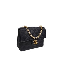 Chanel 1990 Black Quilted Satin Bijoux Mini Flap Bag