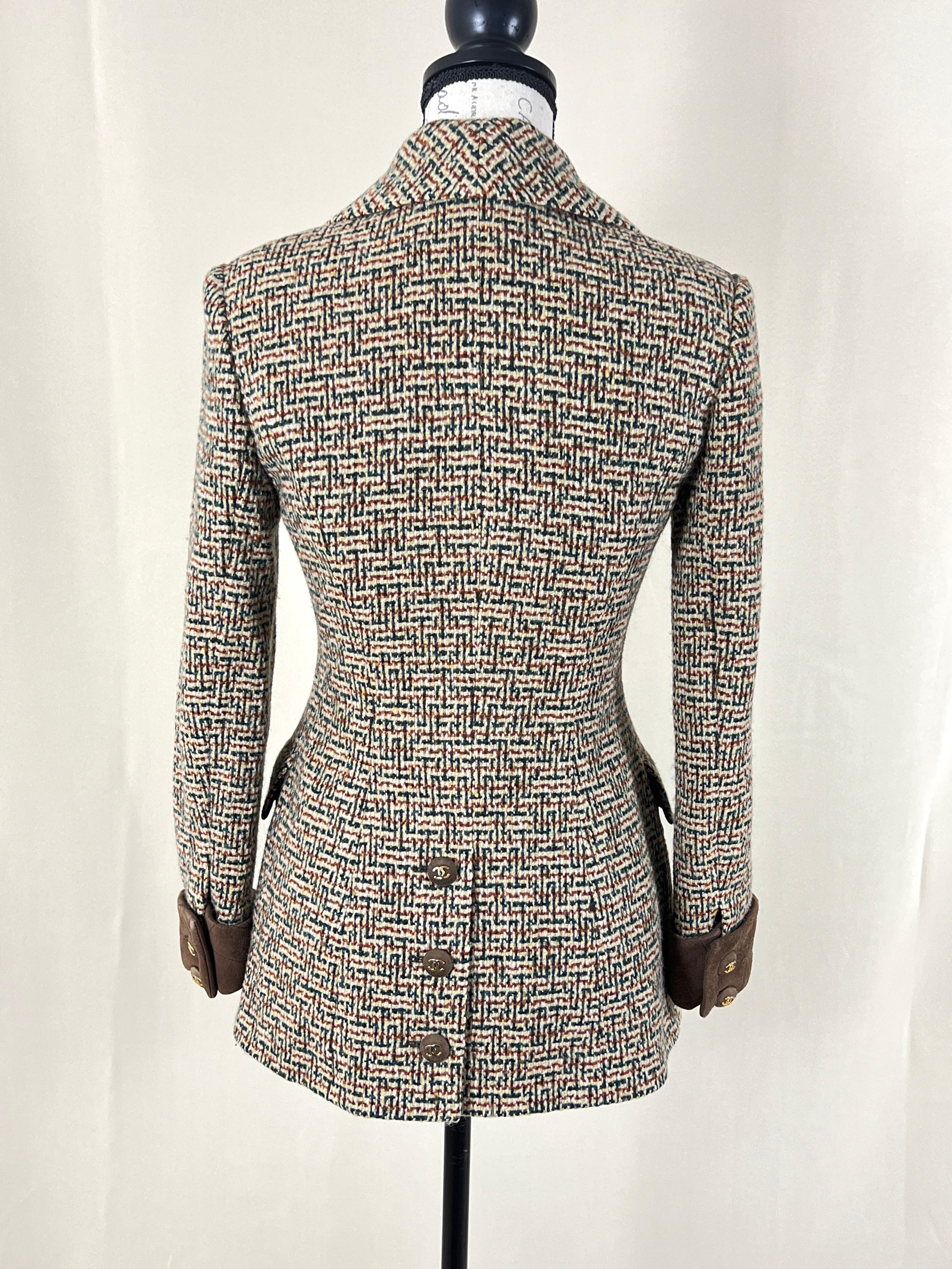 Chanel 1990 Iconic Old English Style Tweed Jacket 15