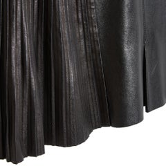 Chanel 1990 Jupe Cuir Plisse FR36 Black Leather Mini Pleats Skirt UK8 US6