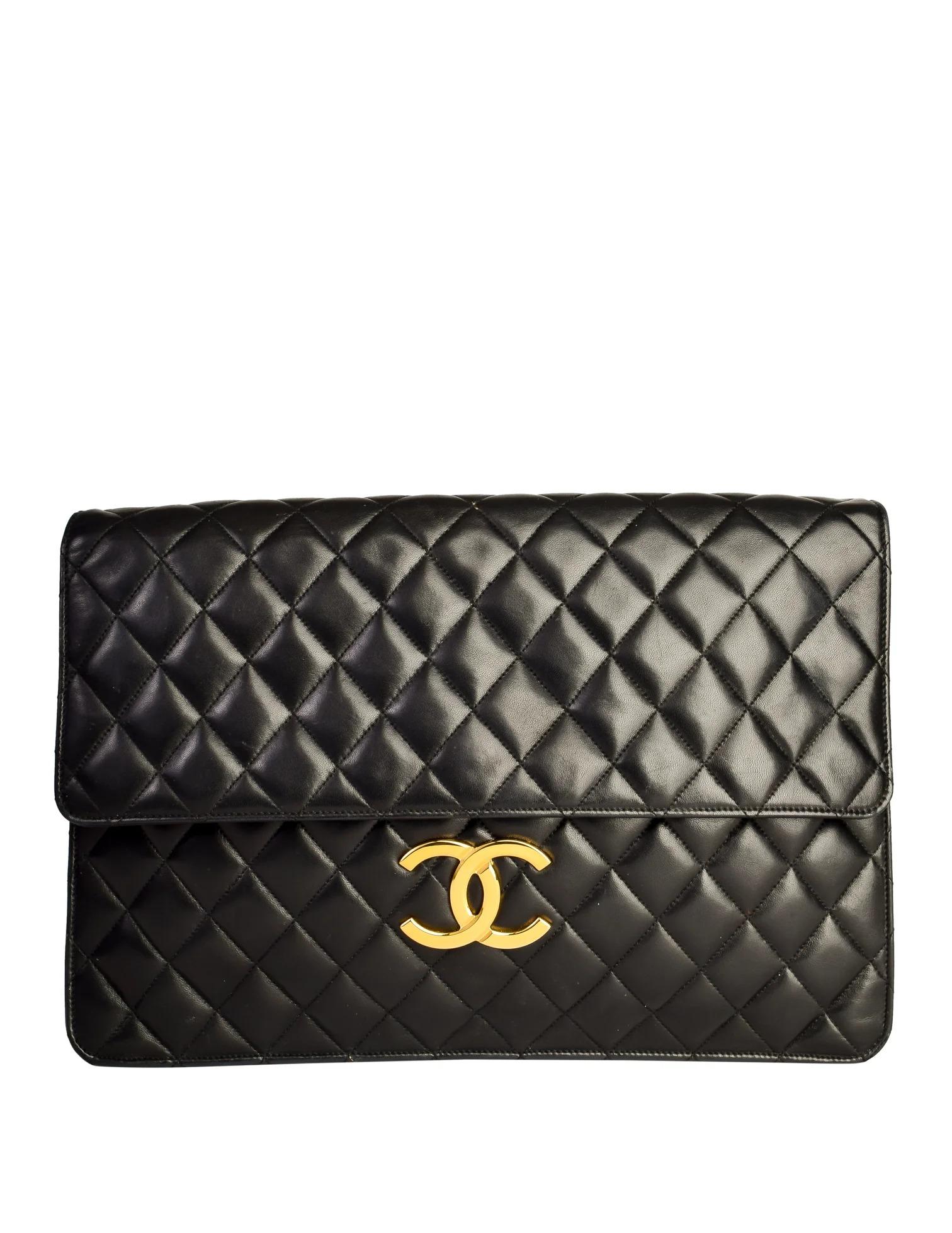 Chanel 1990 Rare Jumbo Maxi XL Vintage Classic Flap Giant Clutch Briefcase For Sale 2