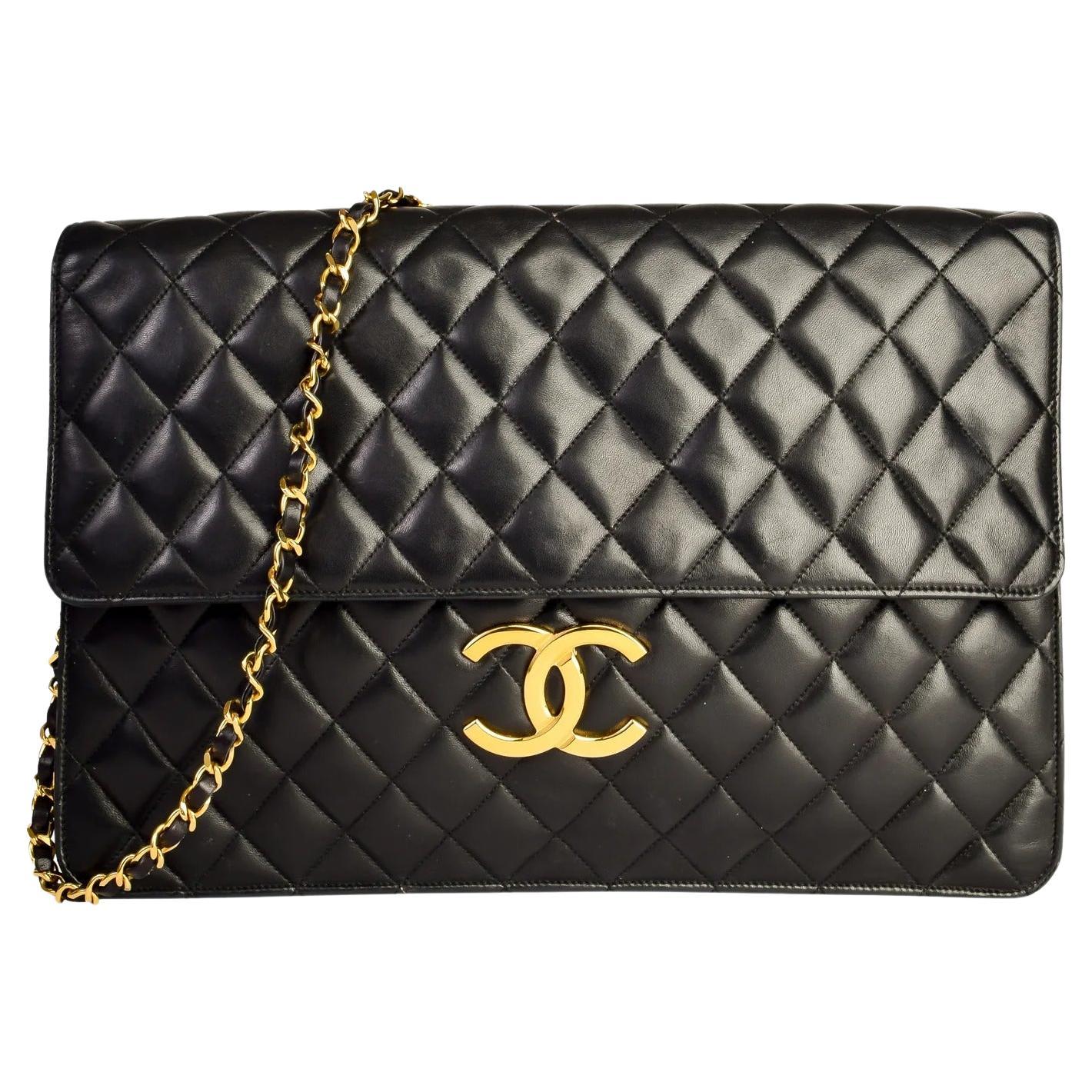 Chanel 1990 Rare Jumbo Maxi XL Vintage Classic Flap Giant Clutch Briefcase en vente