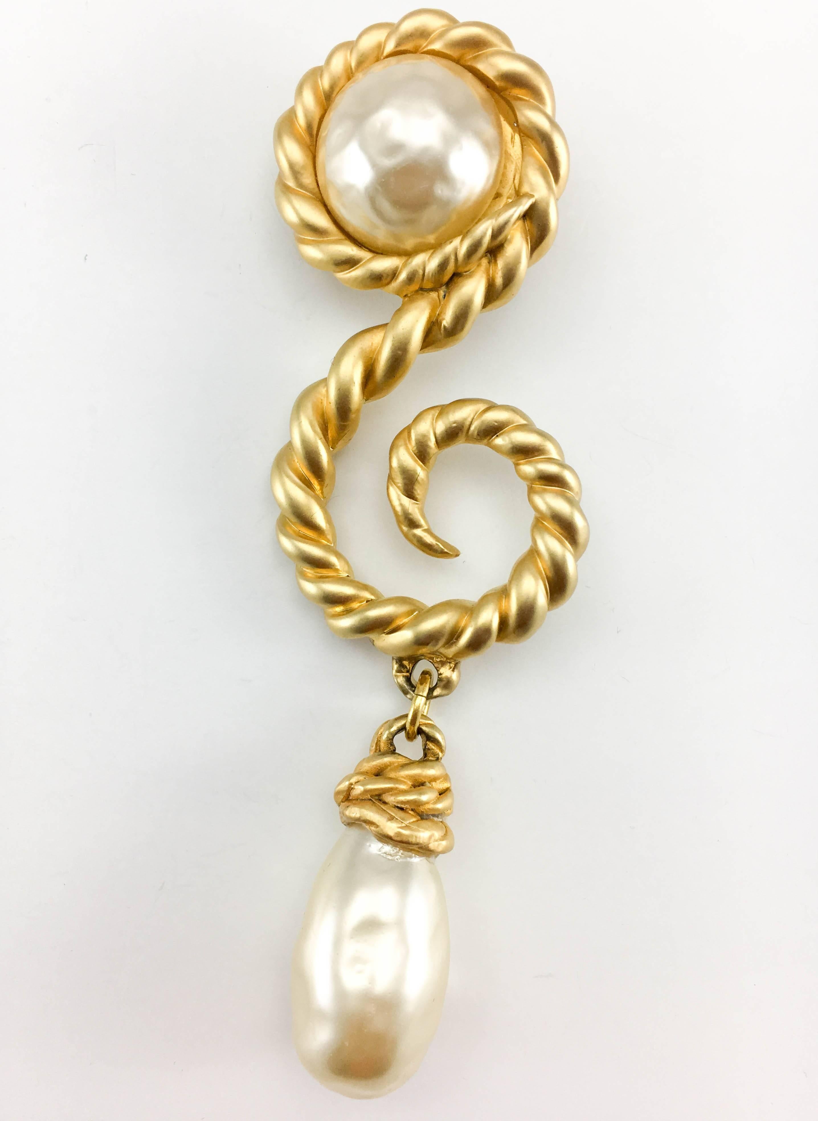 Chanel 1990 Runway Look Massive Arabesque and Baroque Pearl Earrings 4