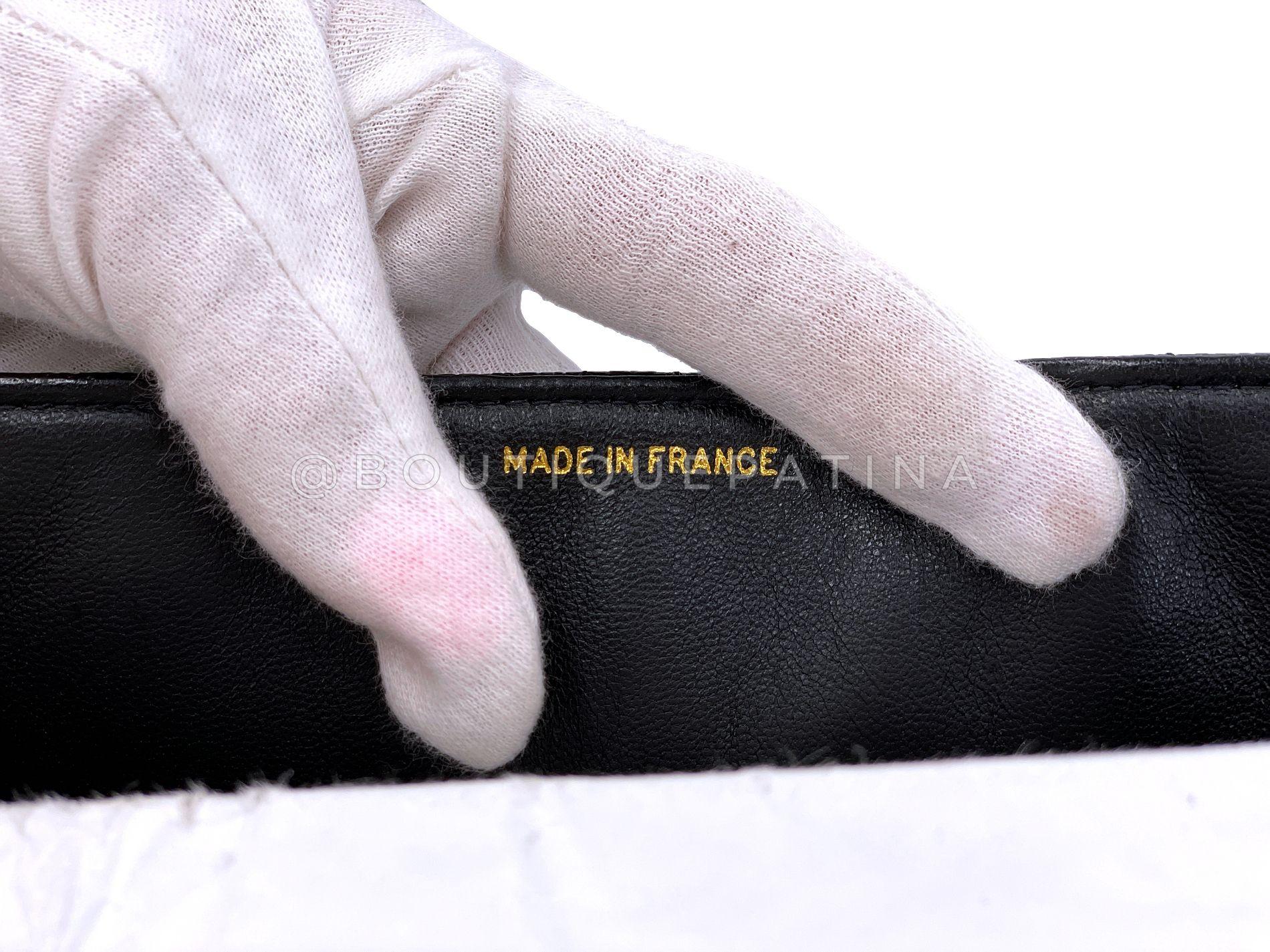 Chanel 1990 Vintage Noir Caviar Mademoiselle Jumbo Kelly Bag 24k GHW 68785 en vente 8