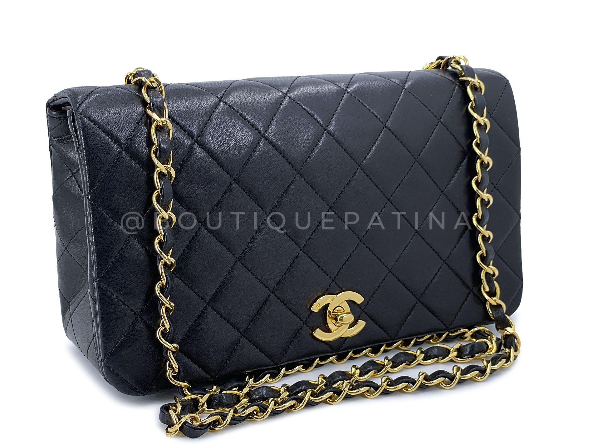 Store item: 68098
Butter soft, smooth lambskin and 24k gold hardware in impeccable condition from 1990. Vintage classic Chanel bags are known for their petal-soft lambskin, 24k gold plated hardware and sturdy craftsmanship.

Boutique Patina