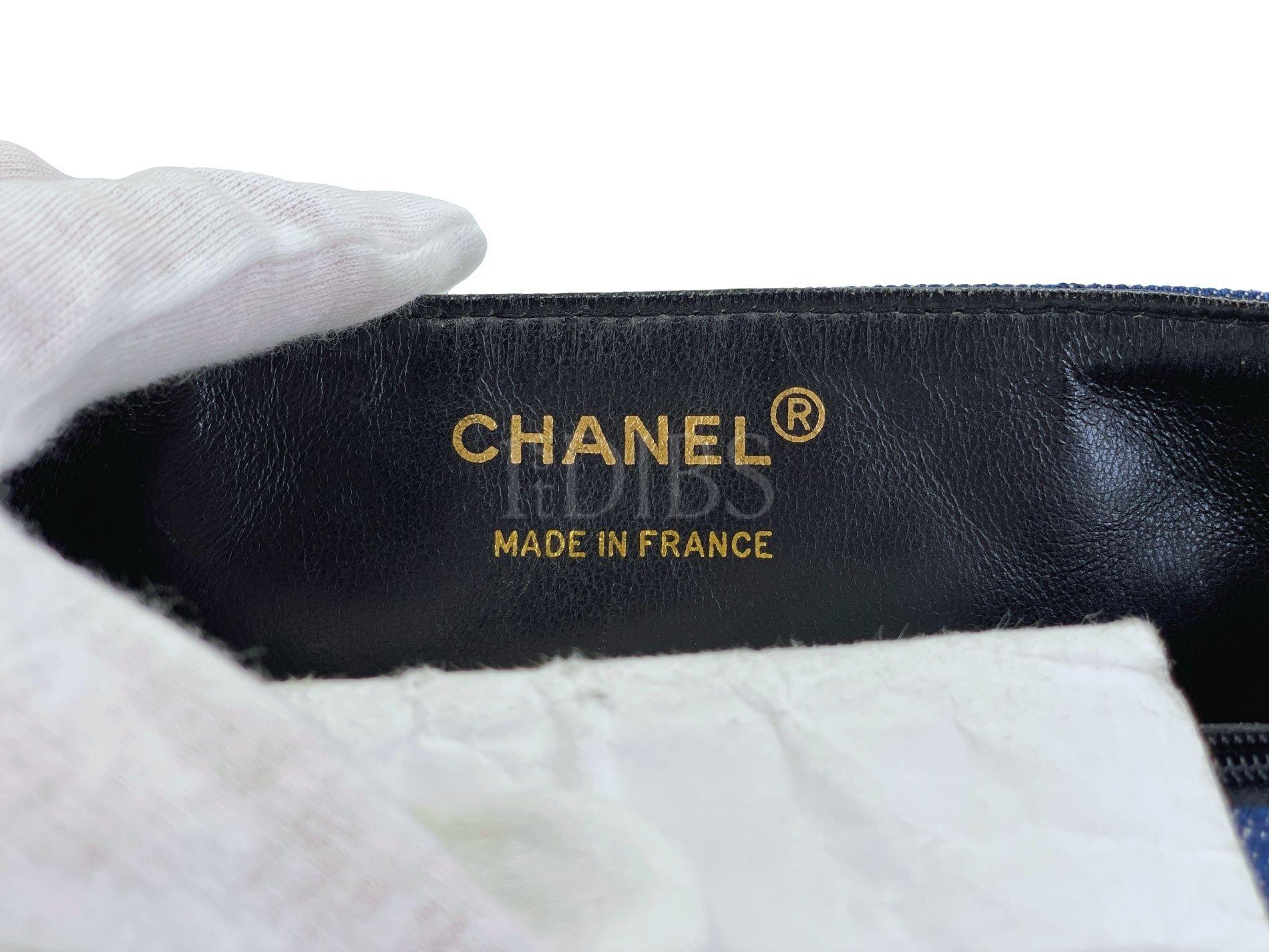 Chanel 1990 Vintage Azul Denim Bolso con Solapa 24k GHW 68206 en venta 7