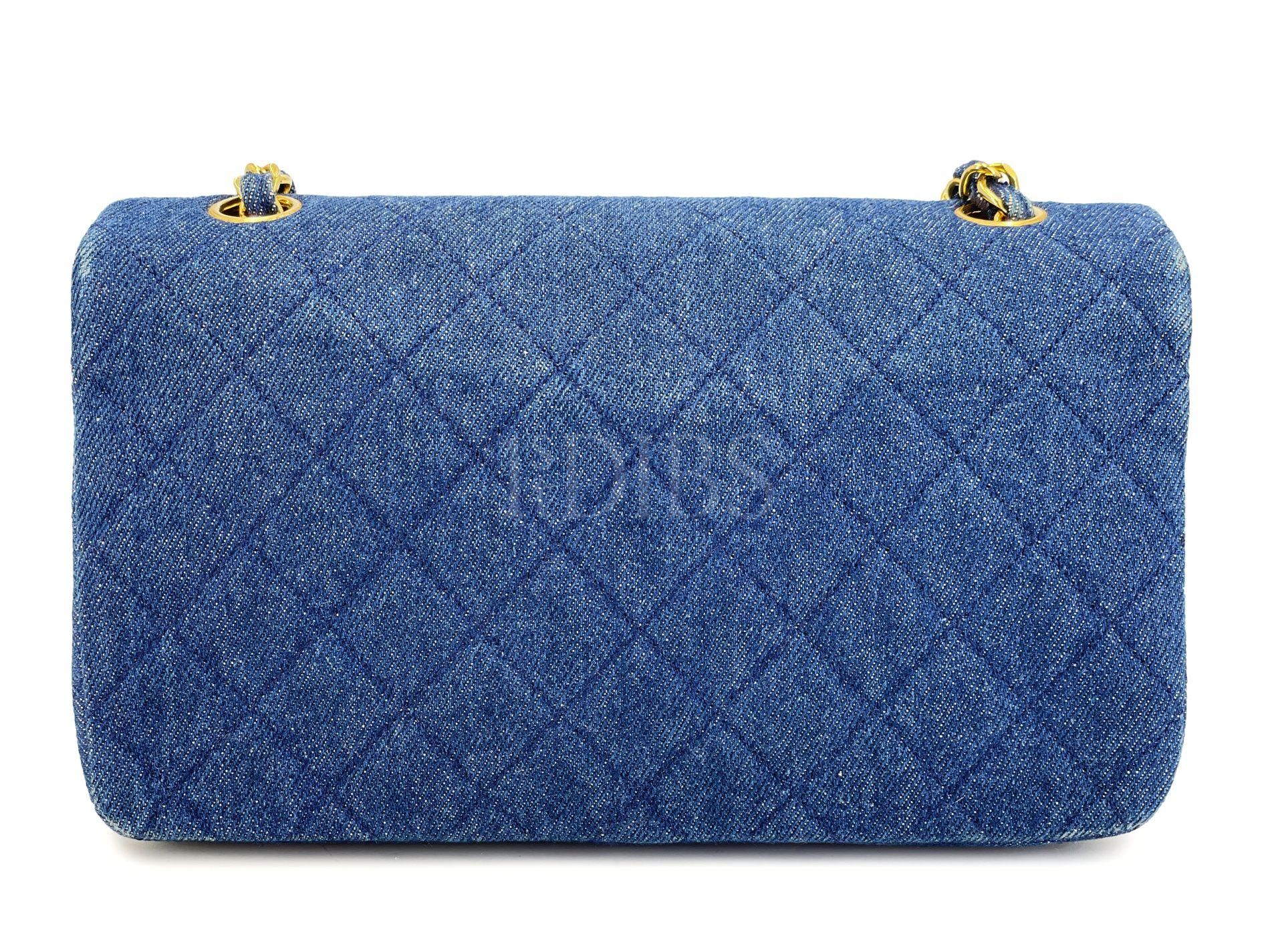 Chanel 1990 Vintage Azul Denim Bolso con Solapa 24k GHW 68206 en venta 1