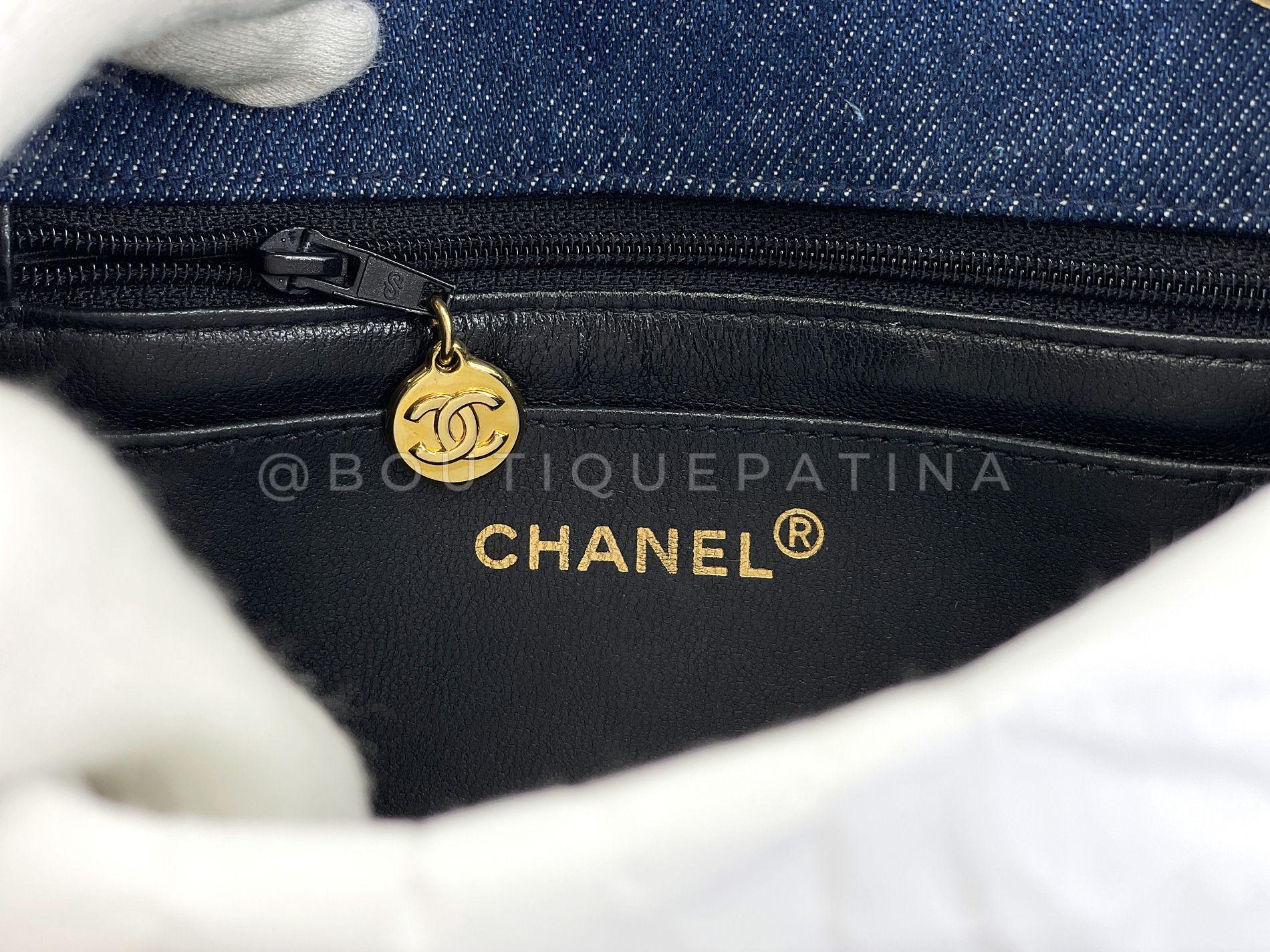 Chanel 1990 Vintage Vaquero Cuadrado Mini Bolso Solapa 24k GHW 68513 en venta 6