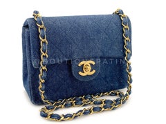 Chanel 1990 Vintage Denim Square Mini Flap Bag 24k GHW 68513