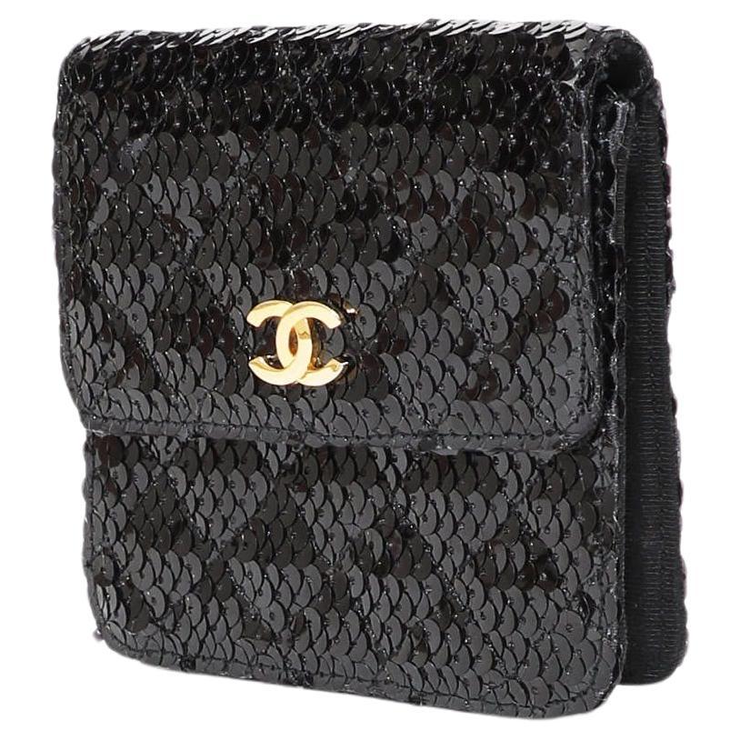 Chanel 1990 Vintage Diamond Quilted Belt Waist Mini Classic Sequin Flap Bag In Good Condition For Sale In Miami, FL