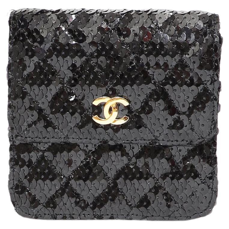 Chanel 1990 Vintage Diamond Quilted Belt Waist Mini Classic Sequin Flap Bag For Sale
