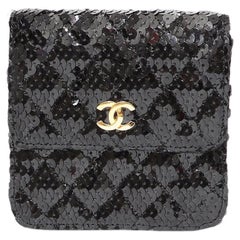 Chanel 1990 Retro Diamond Quilted Belt Waist Mini Classic Sequin Flap Bag