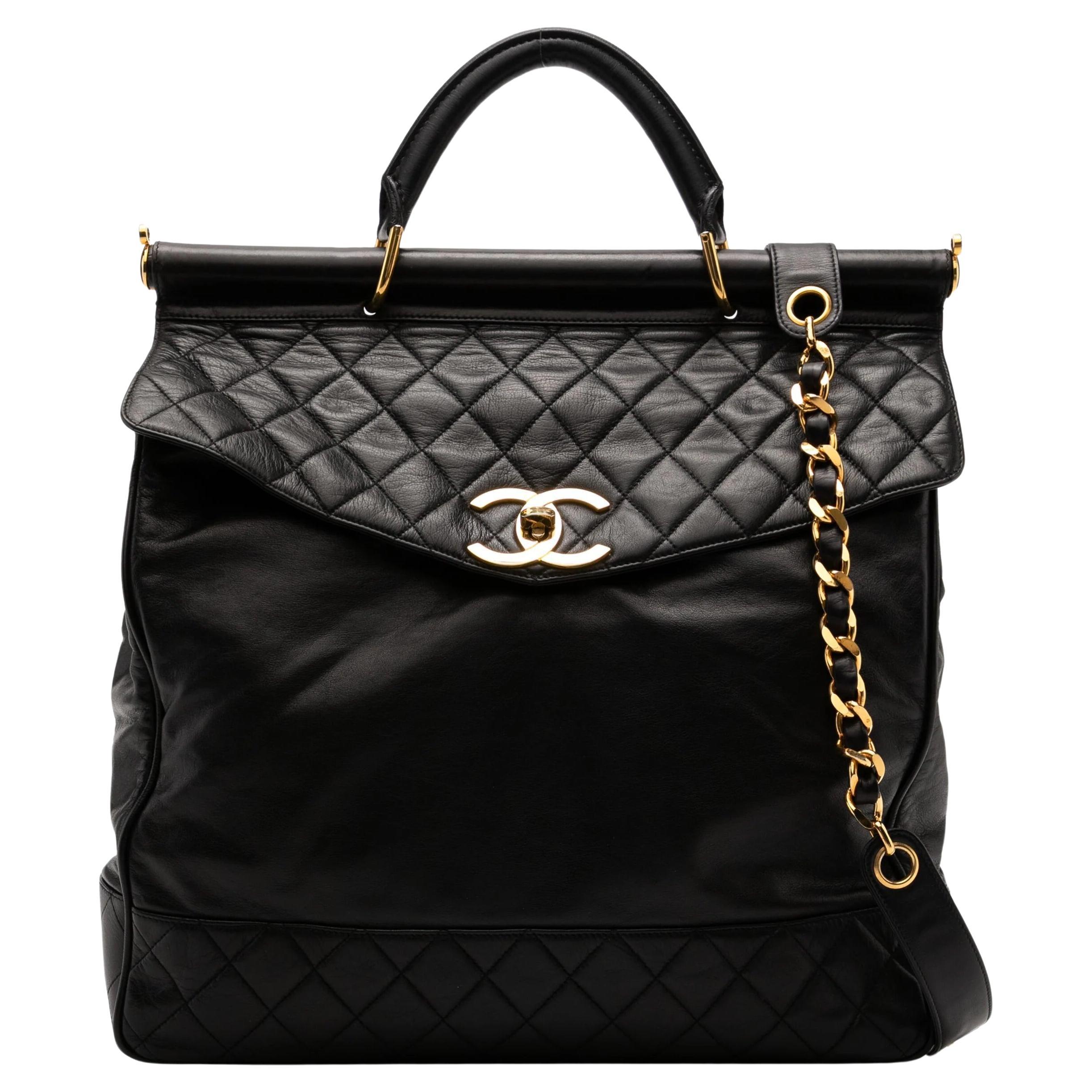 Chanel 1990 Vintage Top Handle Briefcase Large Work Travel Crossbody Bag