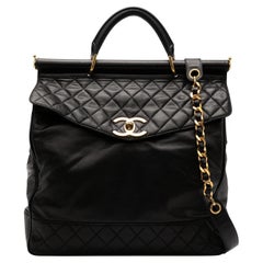 Chanel 1990 Vintage Top Handle Briefcase Large Work Travel Crossbody Bag
