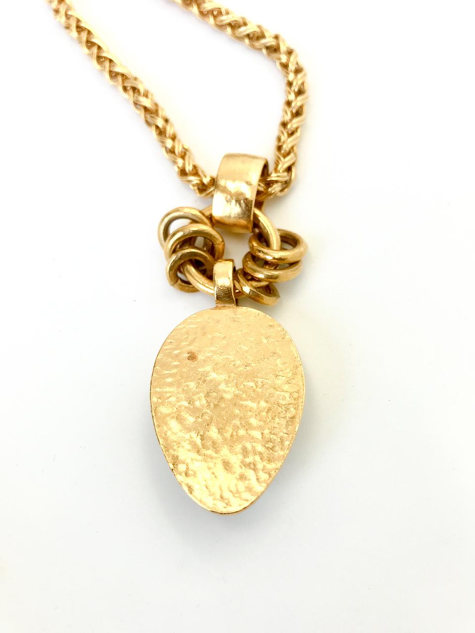 Chanel 1990s 24 Karat Gold Plated Pendant Necklace For Sale 3