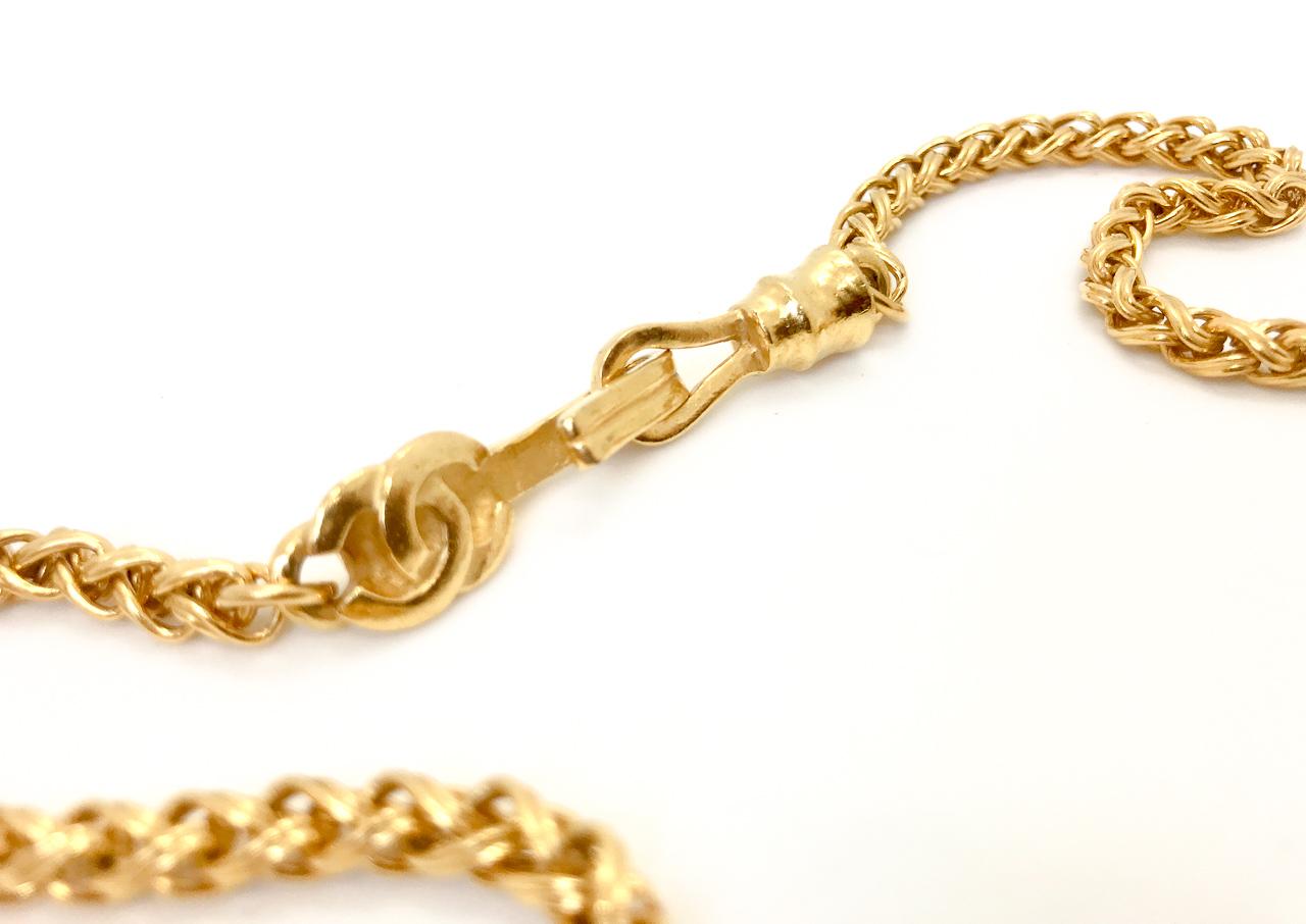 Chanel 1990s 24 Karat Gold Plated Pendant Necklace For Sale 2
