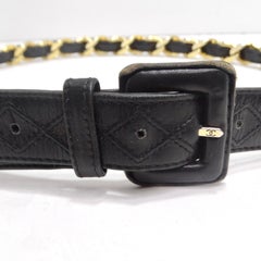 Chanel 1990s 31 Rue Cambon Black Leather Chain Belt