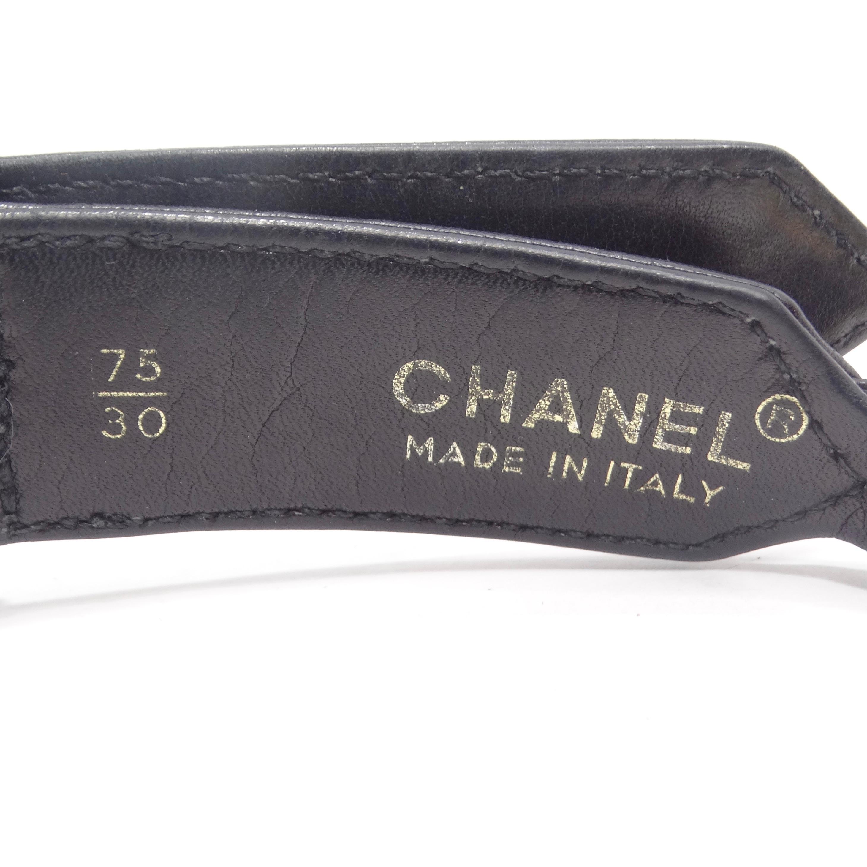 Chanel 1990s 31 Rue Cambon Black Leather Chain Belt For Sale 3