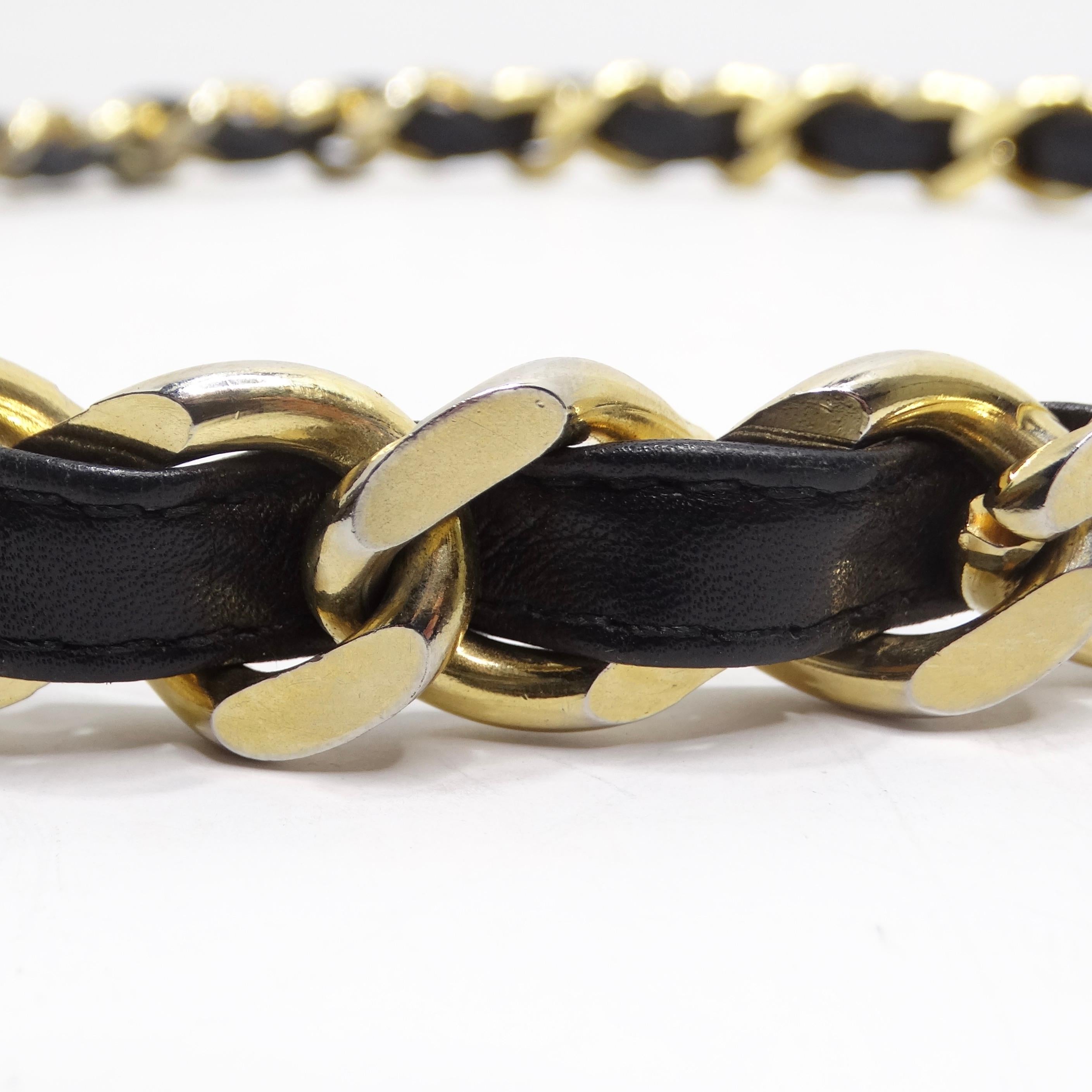 Chanel 1990s 31 Rue Cambon Black Leather Chain Belt For Sale 5