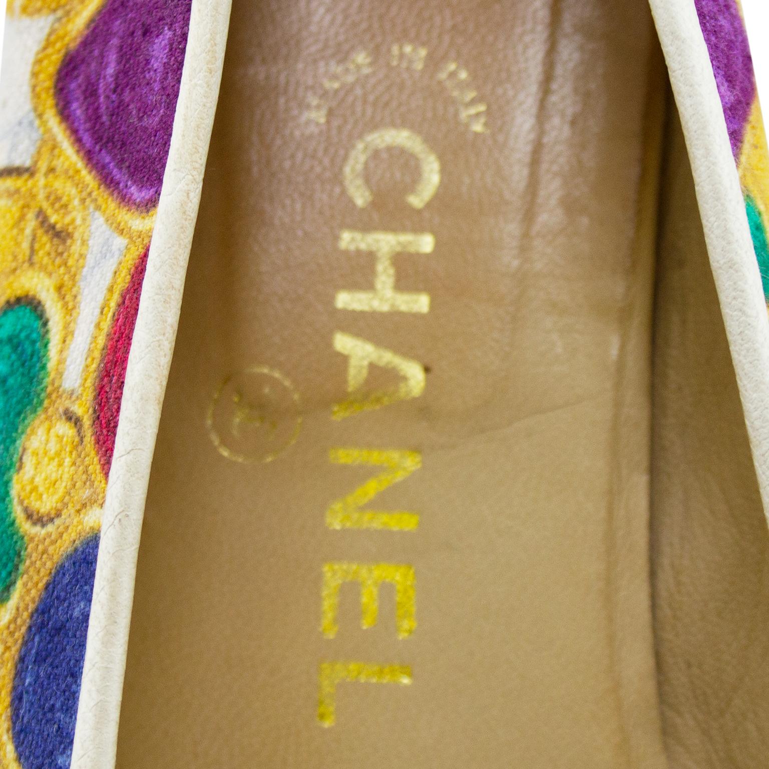 Women's Chanel 1990's Ballet Flats Gripoix Gem Fabric